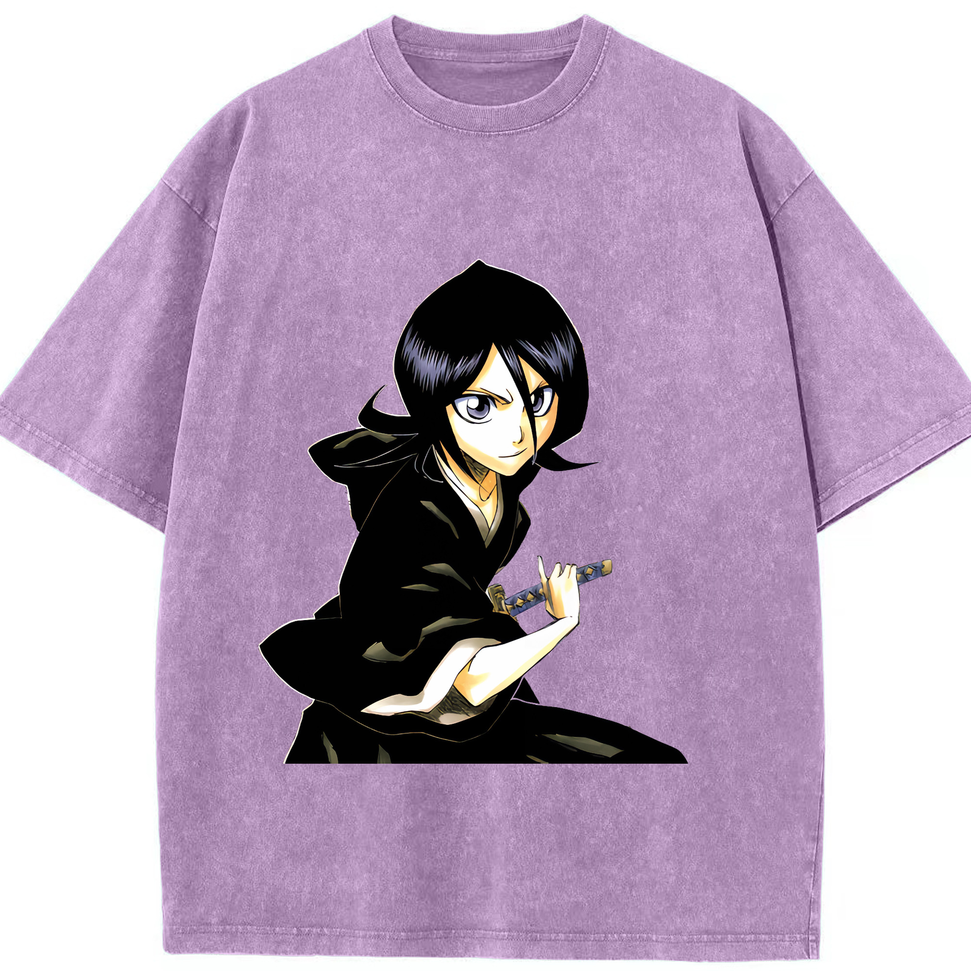 （画像用） ブリーチ 朽木ルキア BLEACH Kuchiki Rukia 綿100% ヴィンテージ風 半袖Tシャツ（フロントプリント）