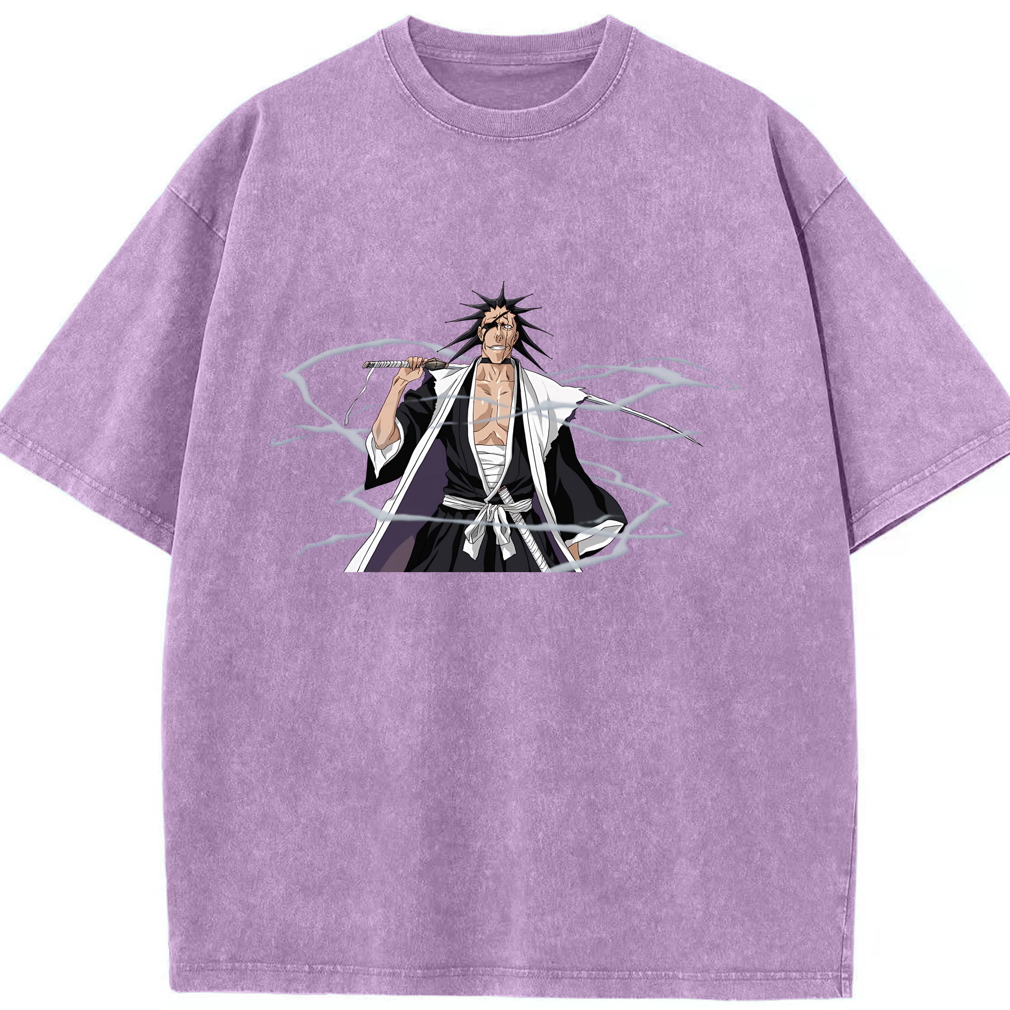 （画像用） ブリーチ ざらき けんぱち BLEACH Zaraki Kenpachi 綿100% ヴィンテージ風 半袖Tシャツ（フロントプリント）