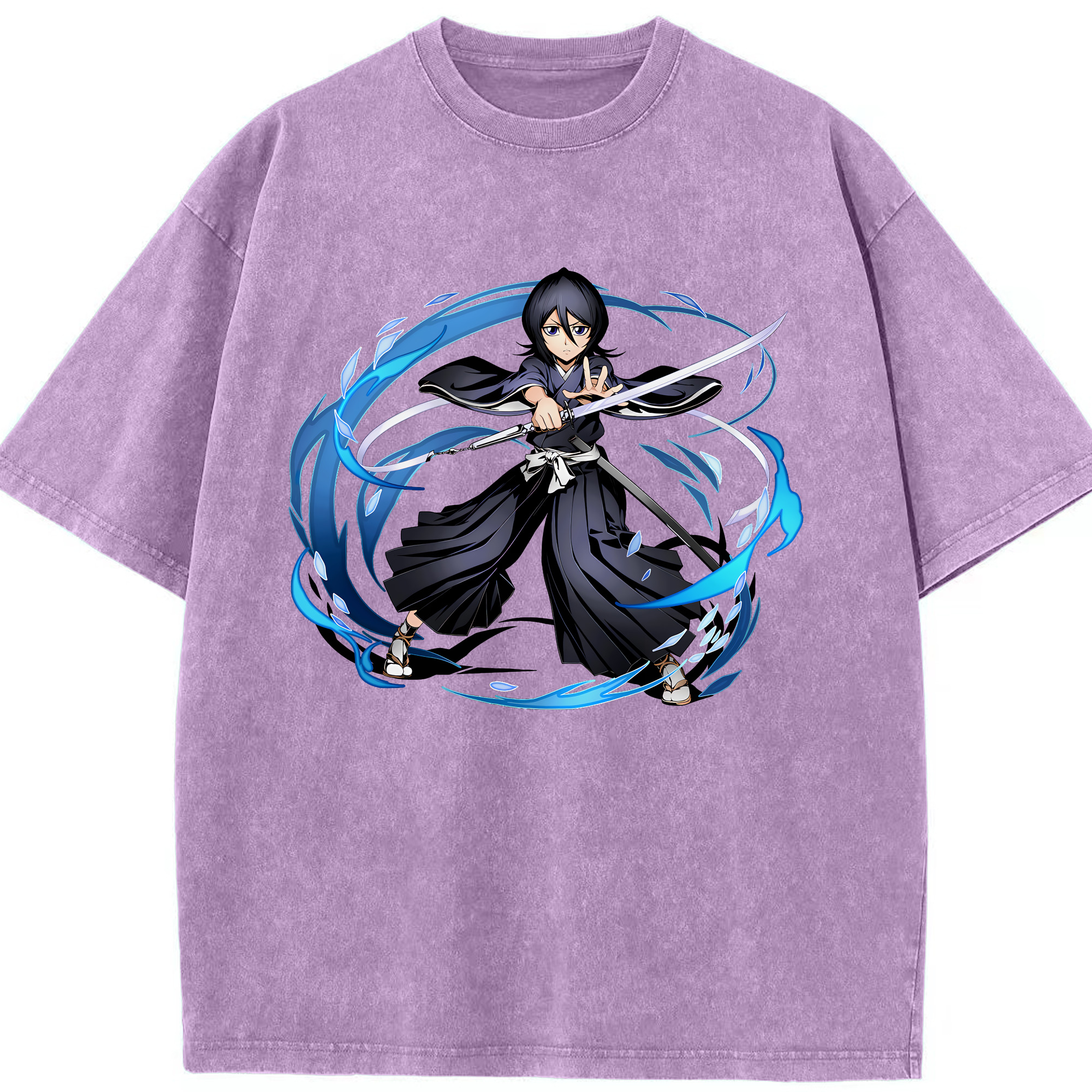 （画像用） ブリーチ 朽木ルキア BLEACH Kuchiki Rukia 綿100% ヴィンテージ風 半袖Tシャツ（フロントプリント）