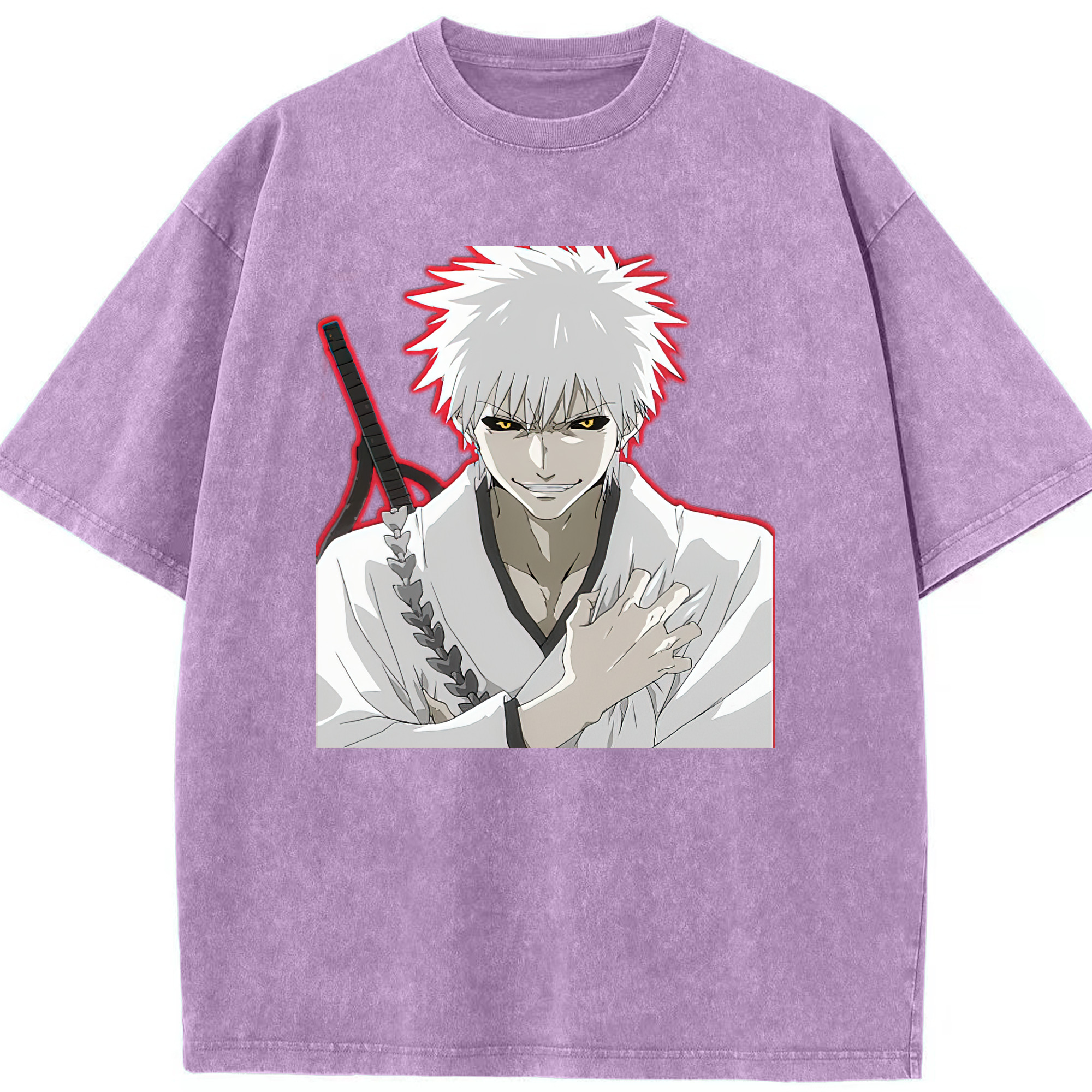 （画像用） ブリーチ 黒崎一護（くろさき いちご）BLEACH Kurosaki Ichigo 綿100% ヴィンテージ風 半袖Tシャツ（フロントプリント）