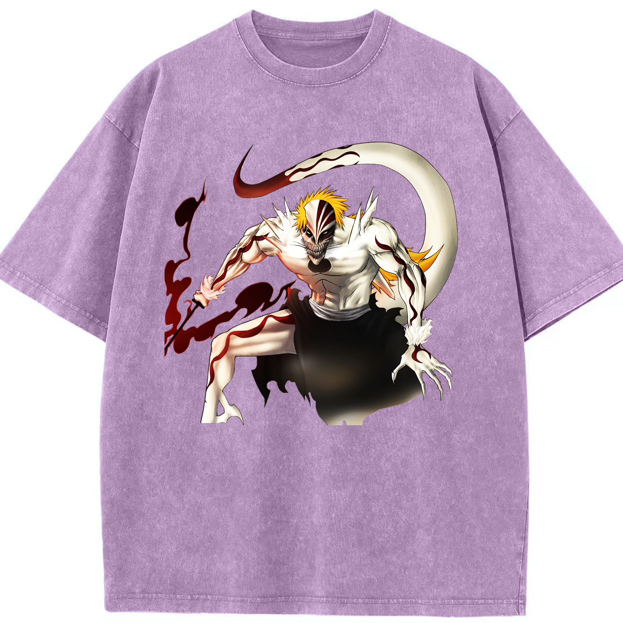 （画像用） ブリーチ 黒崎一護（くろさき いちご）BLEACH Kurosaki Ichigo 綿100% ヴィンテージ風 半袖Tシャツ（フロントプリント）
