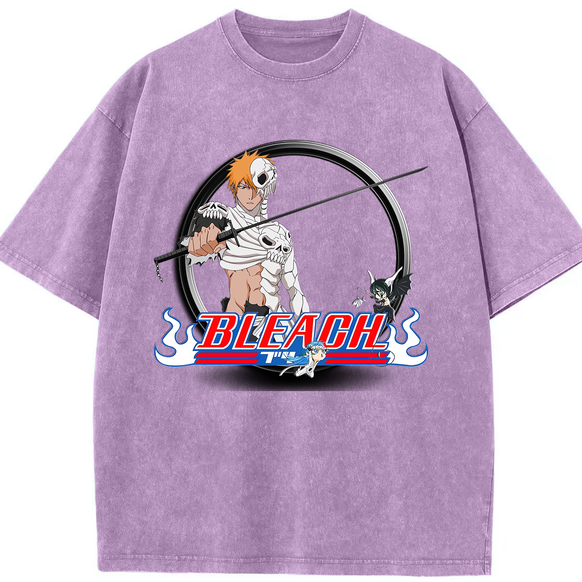 （画像用） ブリーチ 黒崎一護（くろさき いちご）BLEACH Kurosaki Ichigo 綿100% ヴィンテージ風 半袖Tシャツ（フロントプリント）
