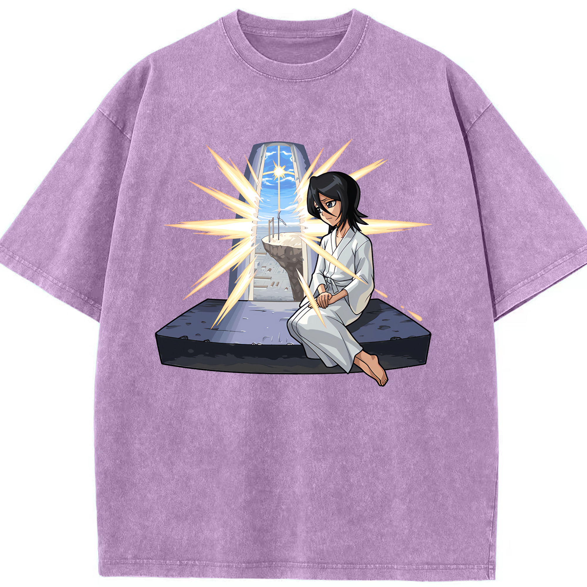 （画像用） ブリーチ 朽木ルキア BLEACH Kuchiki Rukia 綿100% ヴィンテージ風 半袖Tシャツ（フロントプリント）