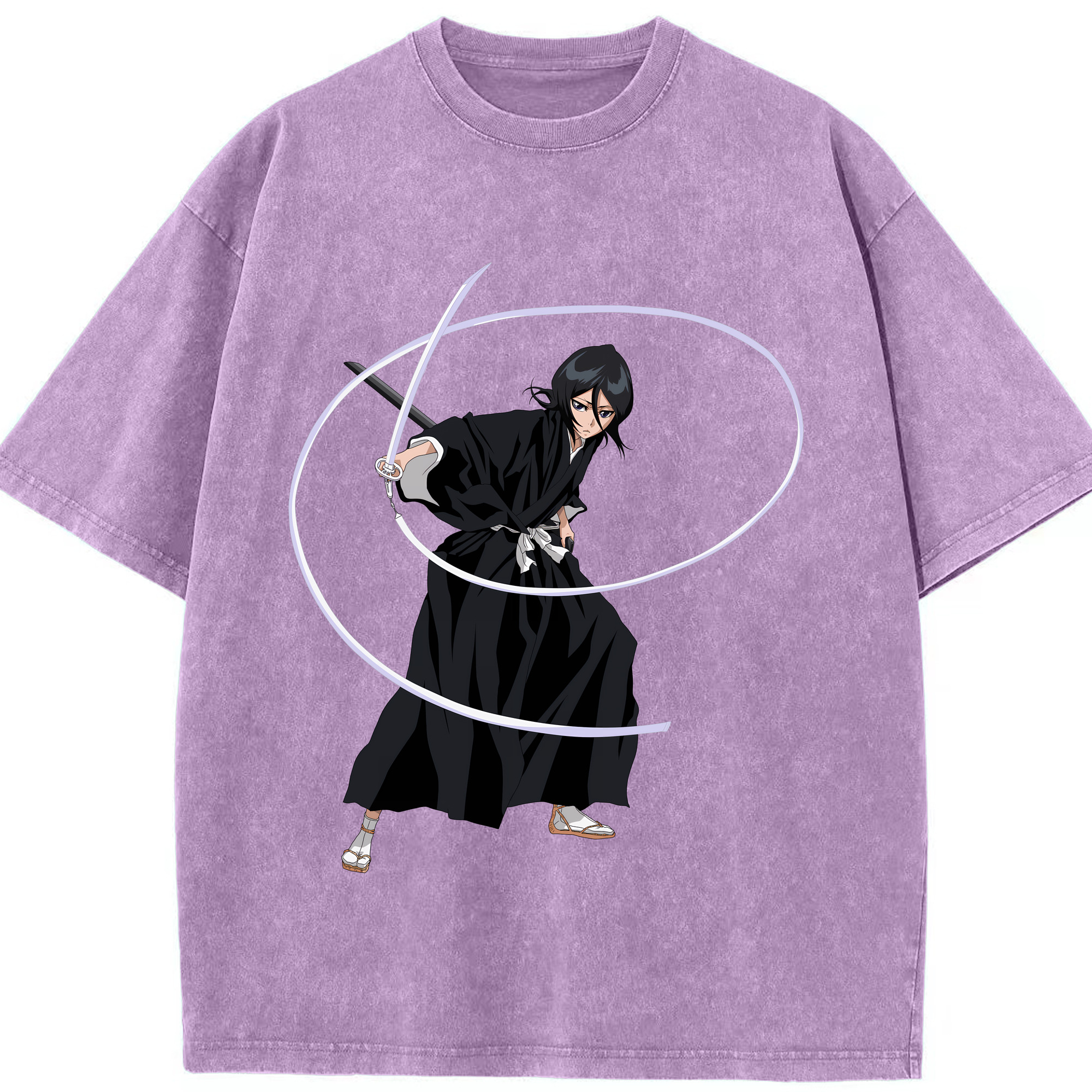 （画像用） ブリーチ 朽木ルキア BLEACH Kuchiki Rukia 綿100% ヴィンテージ風 半袖Tシャツ（フロントプリント）