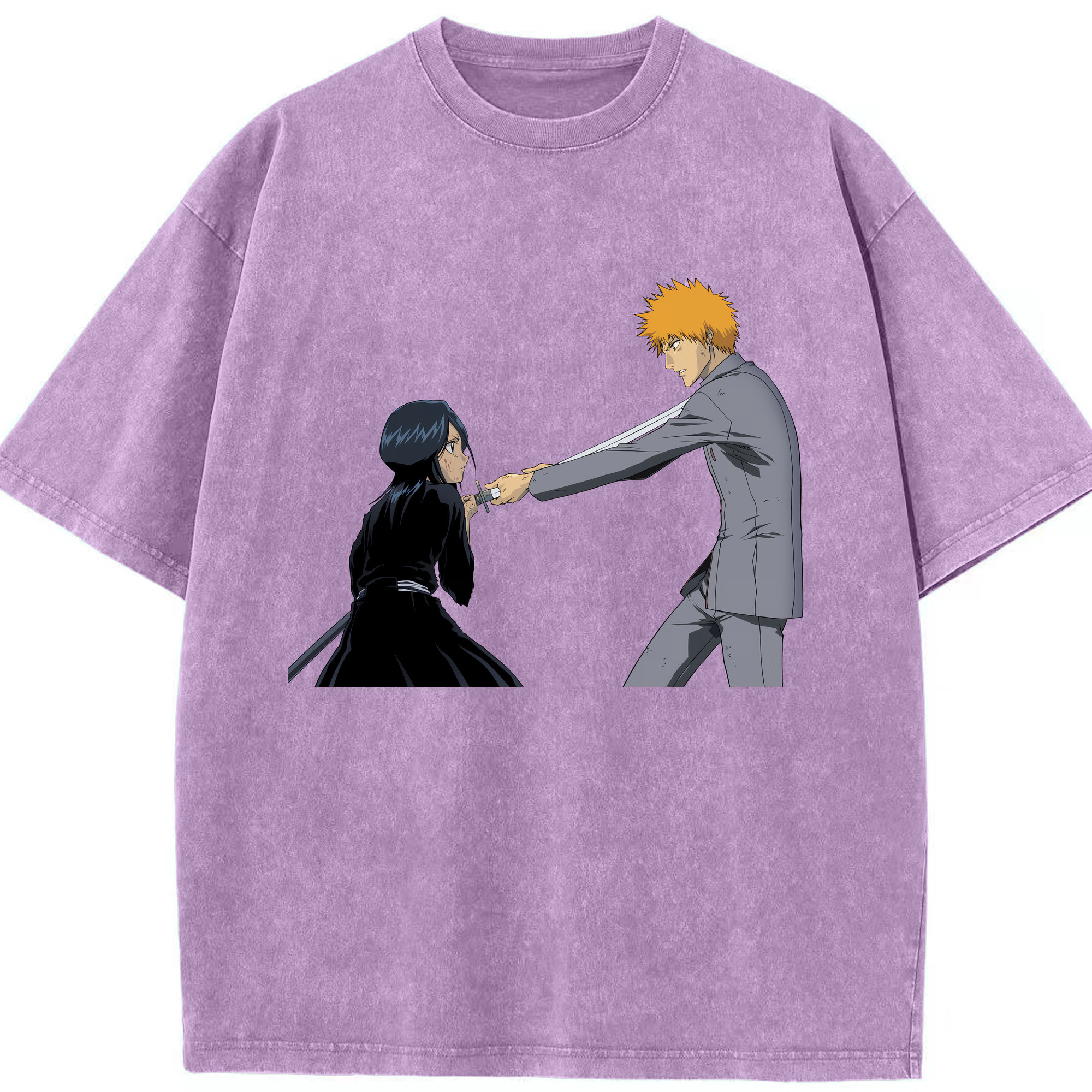 （画像用） ブリーチ 朽木ルキア BLEACH Kuchiki Rukia 綿100% ヴィンテージ風 半袖Tシャツ（フロントプリント）