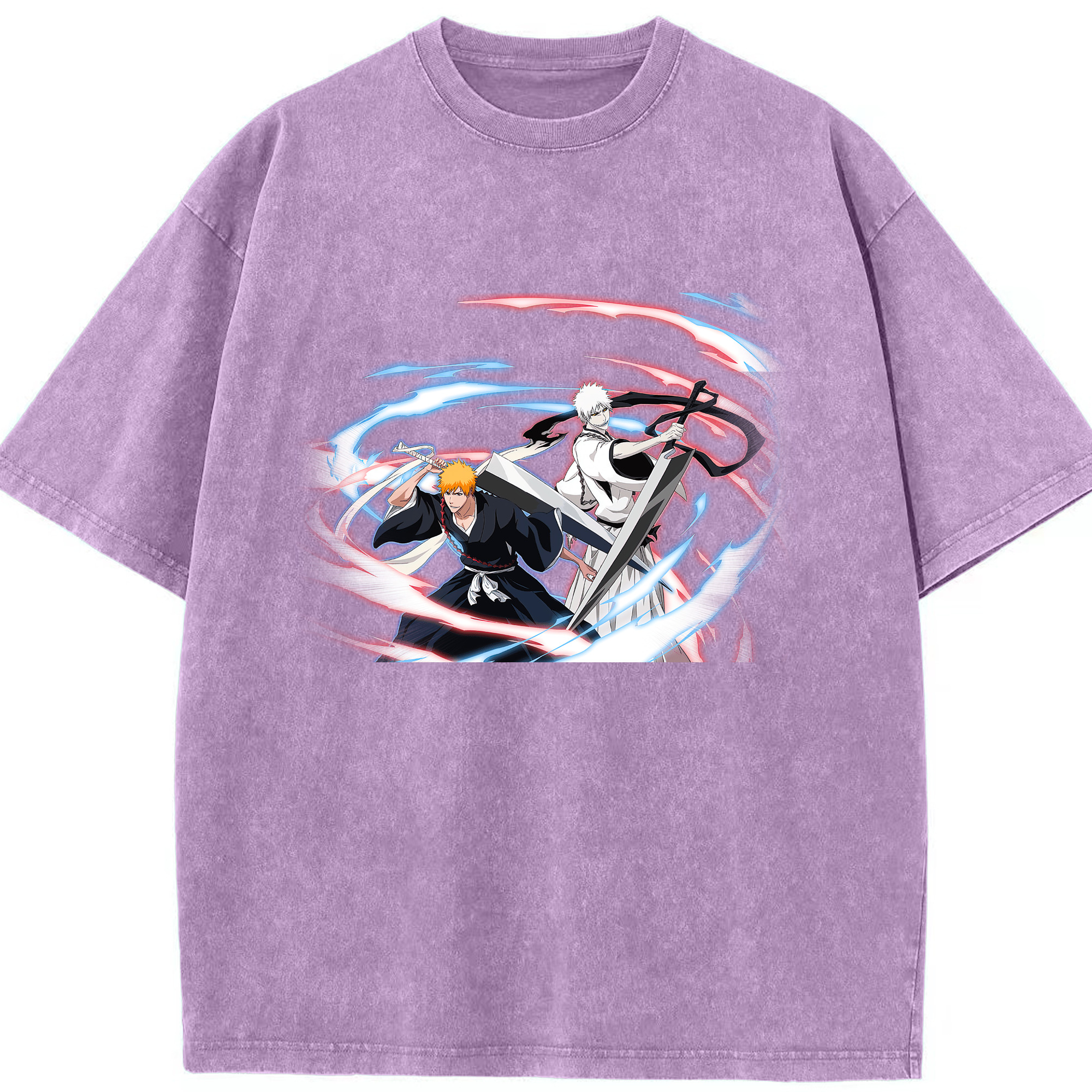（画像用） ブリーチ 黒崎一護（くろさき いちご）BLEACH Kurosaki Ichigo 綿100% ヴィンテージ風 半袖Tシャツ（フロントプリント）