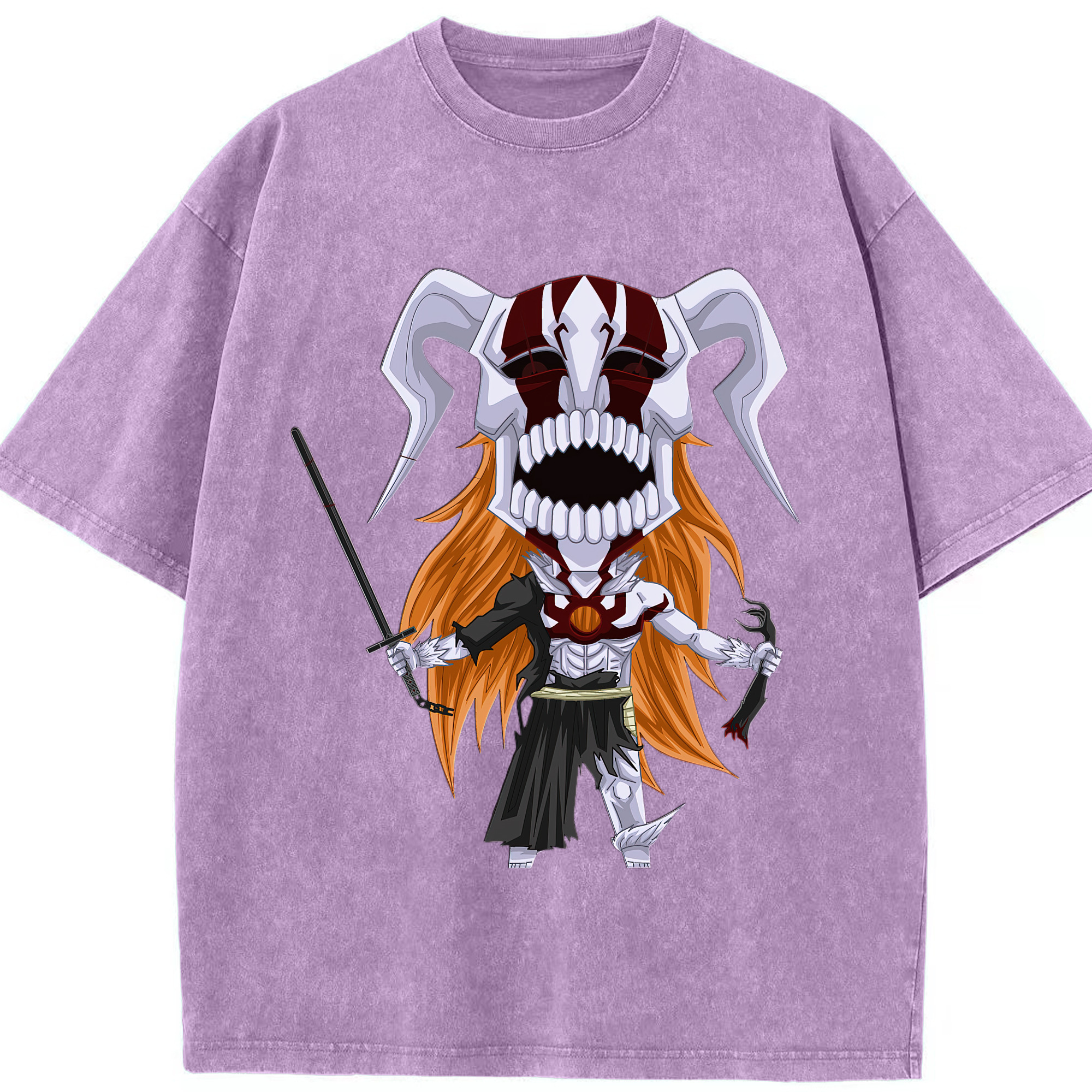 （画像用） ブリーチ 黒崎一護（くろさき いちご）BLEACH Kurosaki Ichigo 綿100% ヴィンテージ風 半袖Tシャツ（フロントプリント）