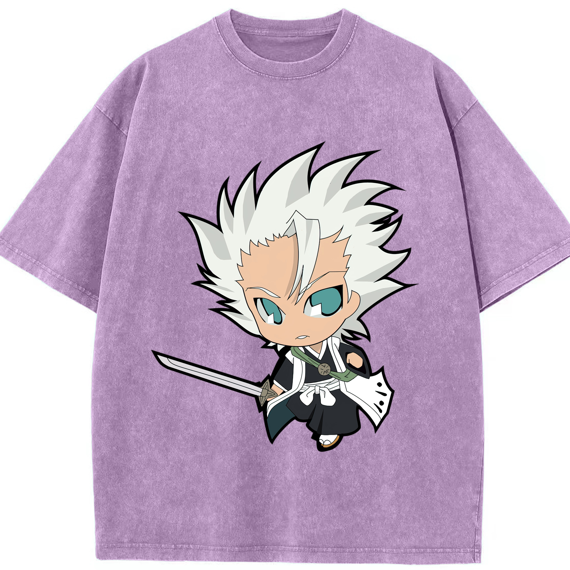 （画像用） ブリーチ 日番谷冬獅郎（ひつがや とうしろう） BLEACH Hitsugaya Toushirou 綿100% ヴィンテージ風 半袖Tシャツ（フロントプリント）