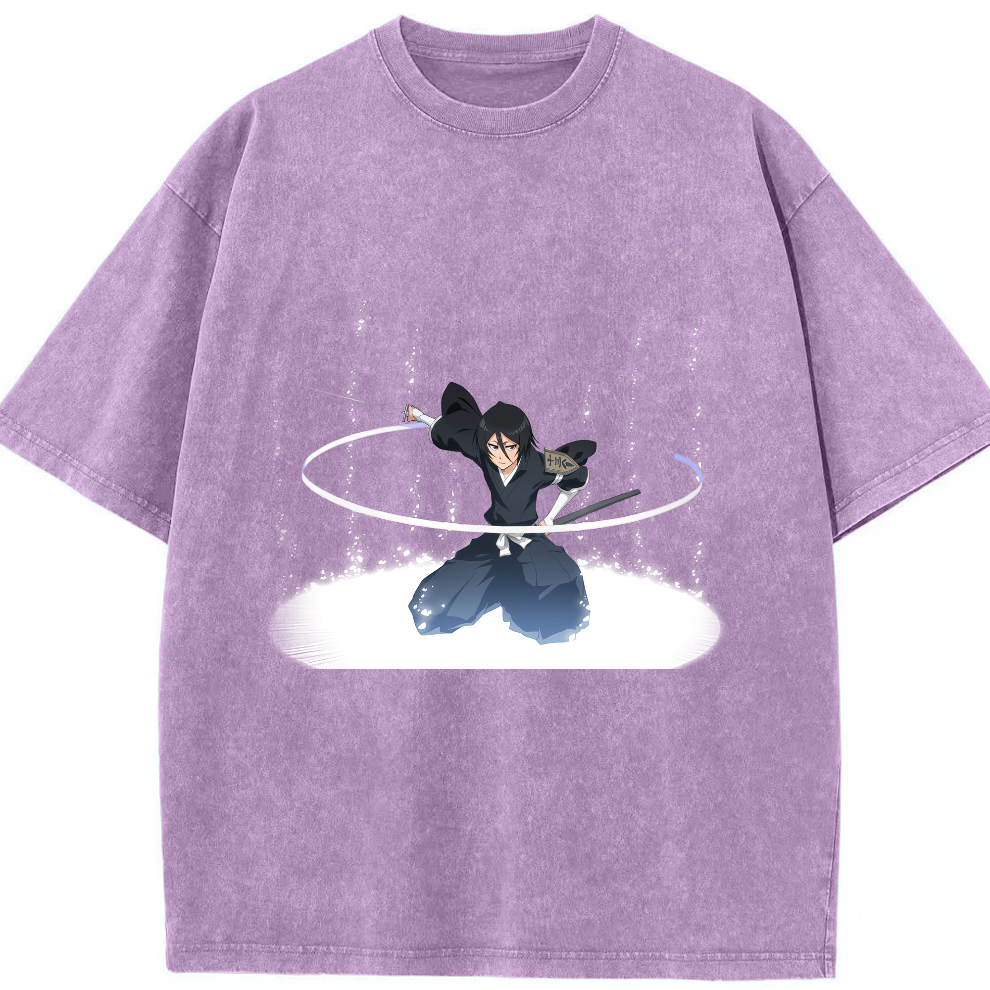 （画像用） ブリーチ 朽木ルキア BLEACH Kuchiki Rukia 綿100% ヴィンテージ風 半袖Tシャツ（フロントプリント）