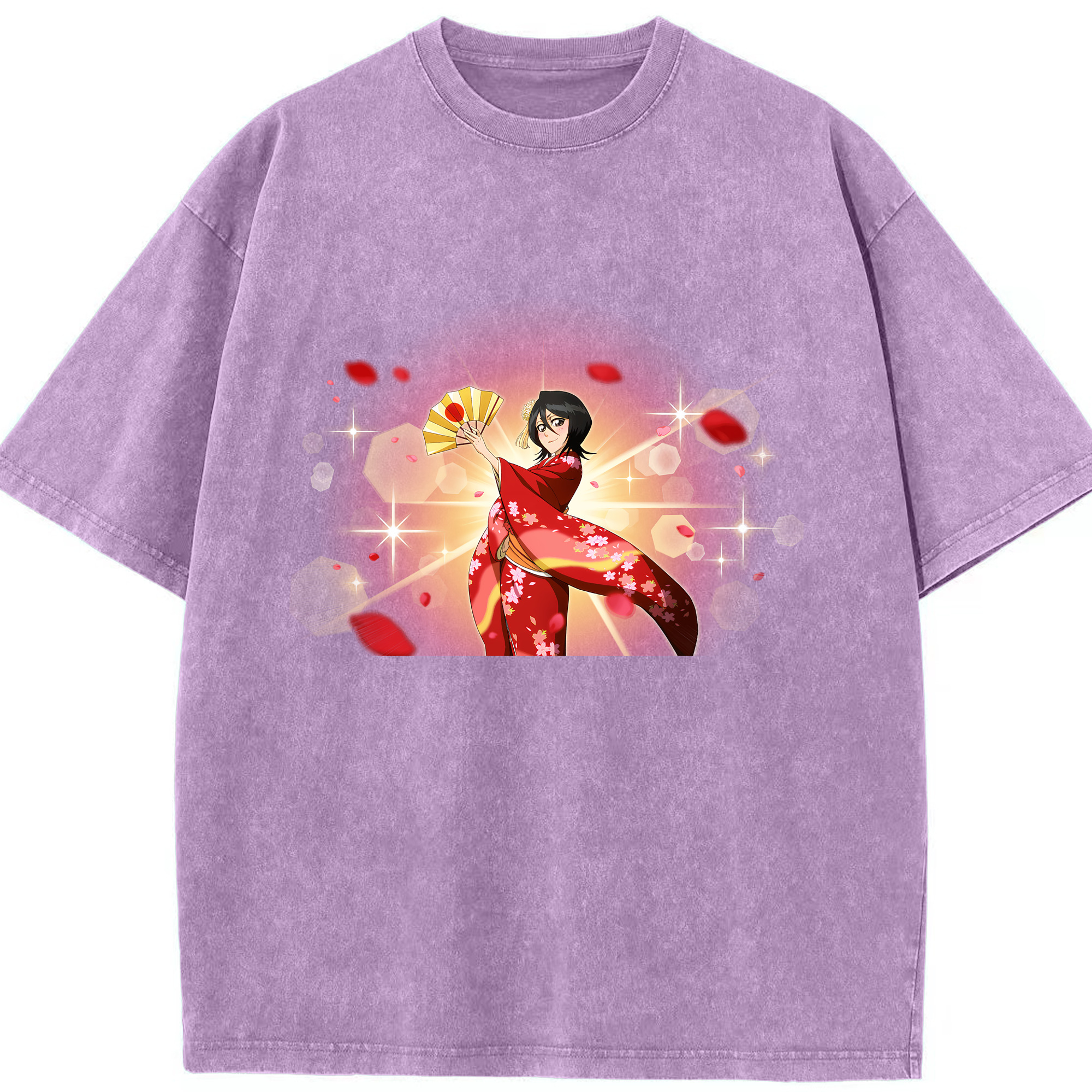 （画像用） ブリーチ 朽木ルキア BLEACH Kuchiki Rukia 綿100% ヴィンテージ風 半袖Tシャツ（フロントプリント）