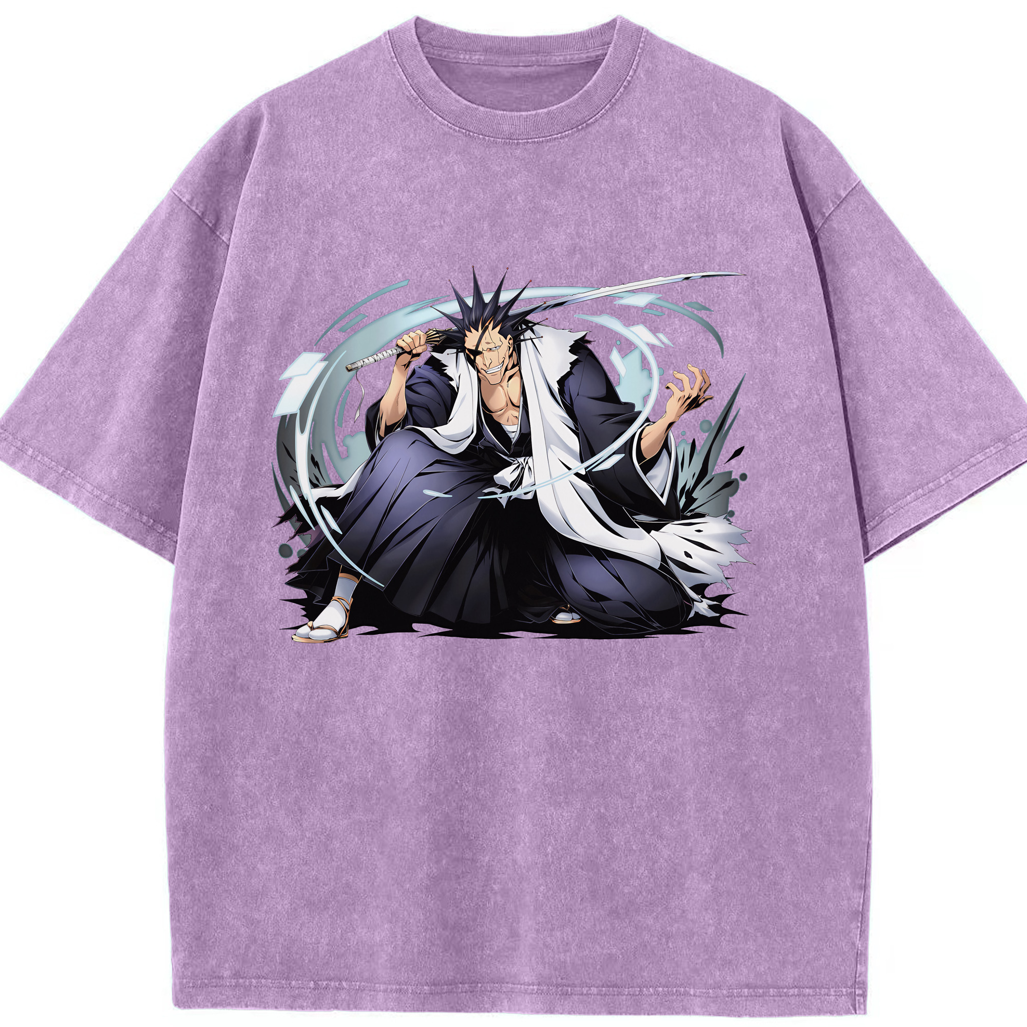 （画像用） ブリーチ ざらき けんぱち BLEACH Zaraki Kenpachi 綿100% ヴィンテージ風 半袖Tシャツ（フロントプリント）
