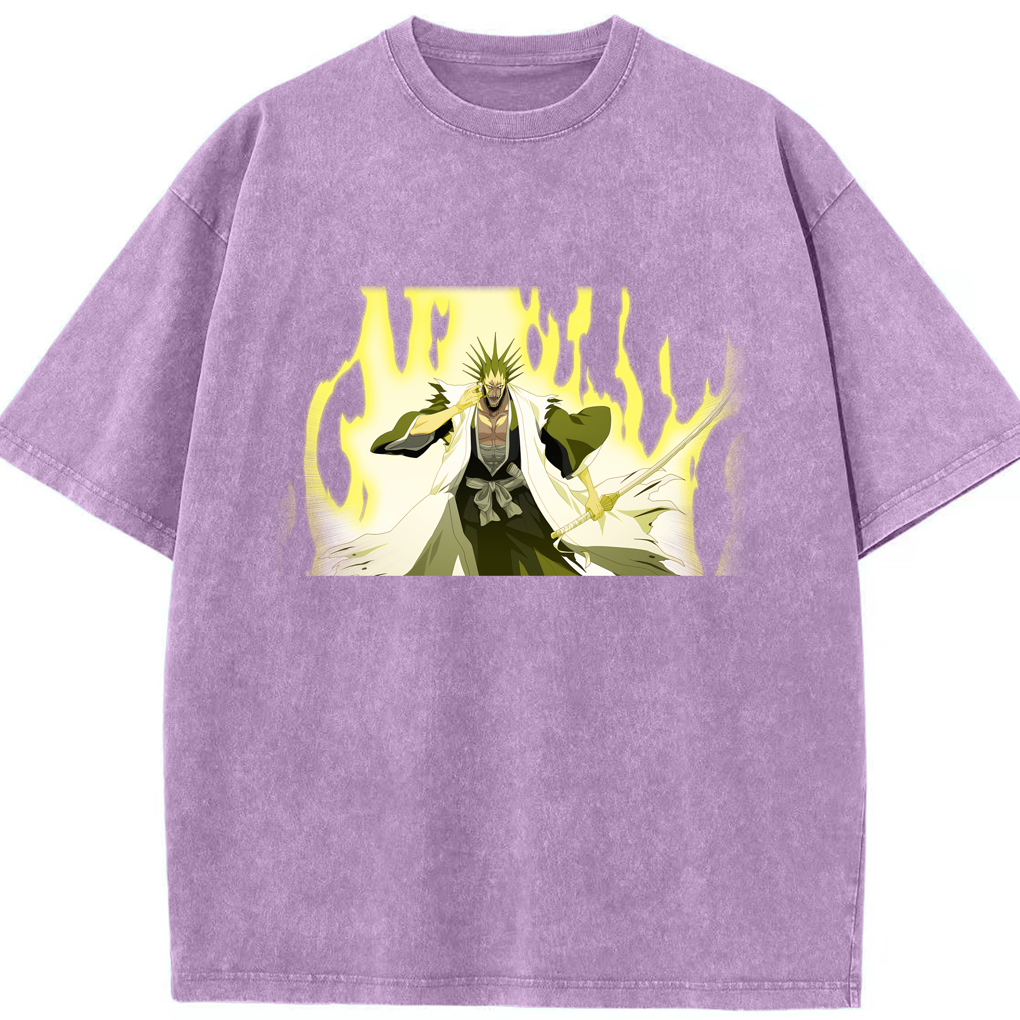 （画像用） ブリーチ ざらき けんぱち BLEACH Zaraki Kenpachi 綿100% ヴィンテージ風 半袖Tシャツ（フロントプリント）