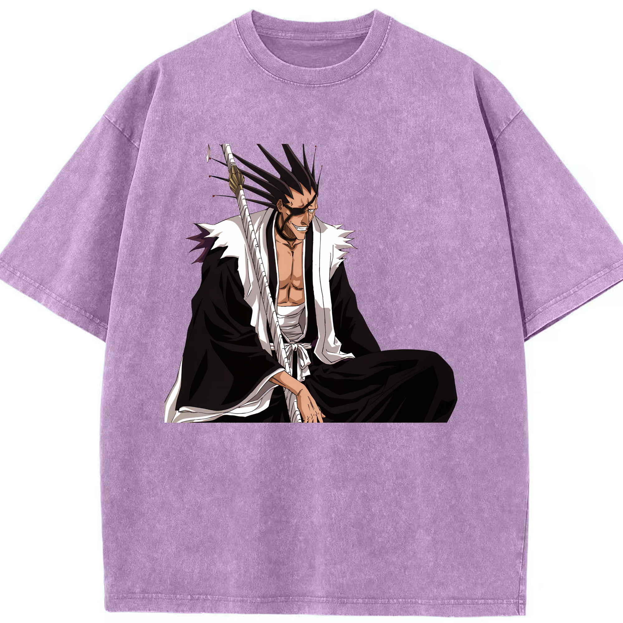 （画像用） ブリーチ ざらき けんぱち BLEACH Zaraki Kenpachi 綿100% ヴィンテージ風 半袖Tシャツ（フロントプリント）