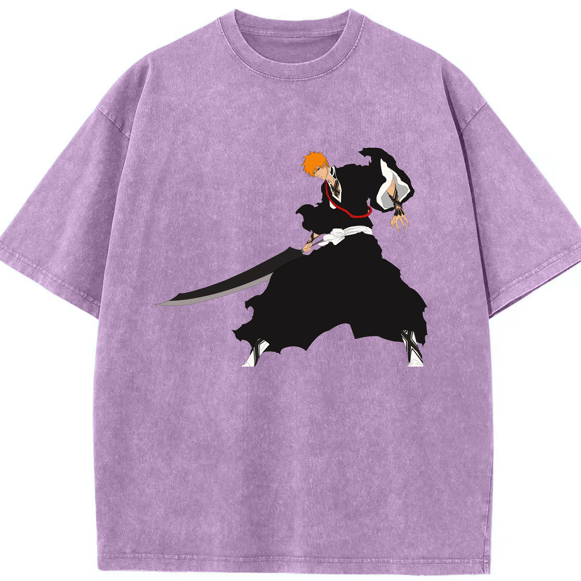 （画像用） ブリーチ 黒崎一護（くろさき いちご）BLEACH Kurosaki Ichigo 綿100% ヴィンテージ風 半袖Tシャツ（フロントプリント）