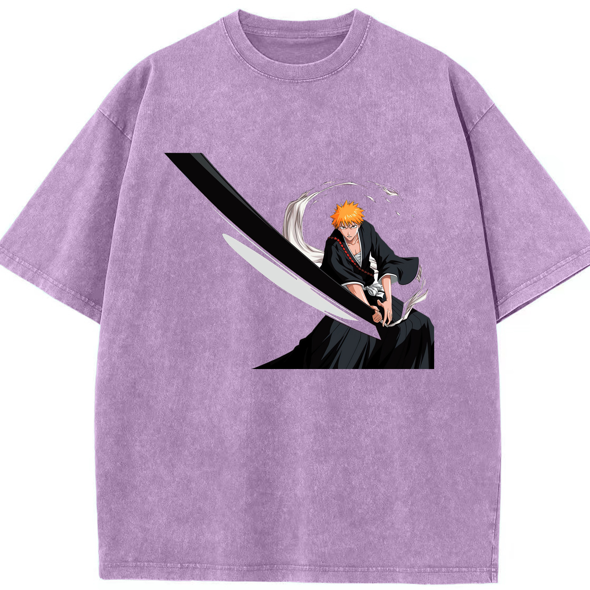 （画像用） ブリーチ 黒崎一護（くろさき いちご）BLEACH Kurosaki Ichigo 綿100% ヴィンテージ風 半袖Tシャツ（フロントプリント）