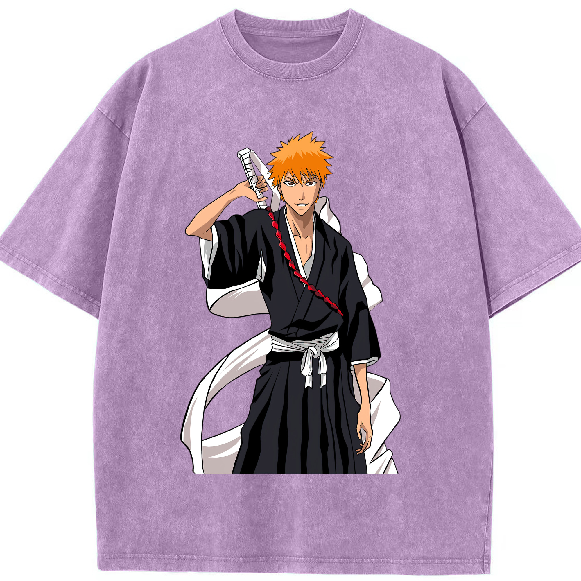 （画像用） ブリーチ 黒崎一護（くろさき いちご）BLEACH Kurosaki Ichigo 綿100% ヴィンテージ風 半袖Tシャツ（フロントプリント）
