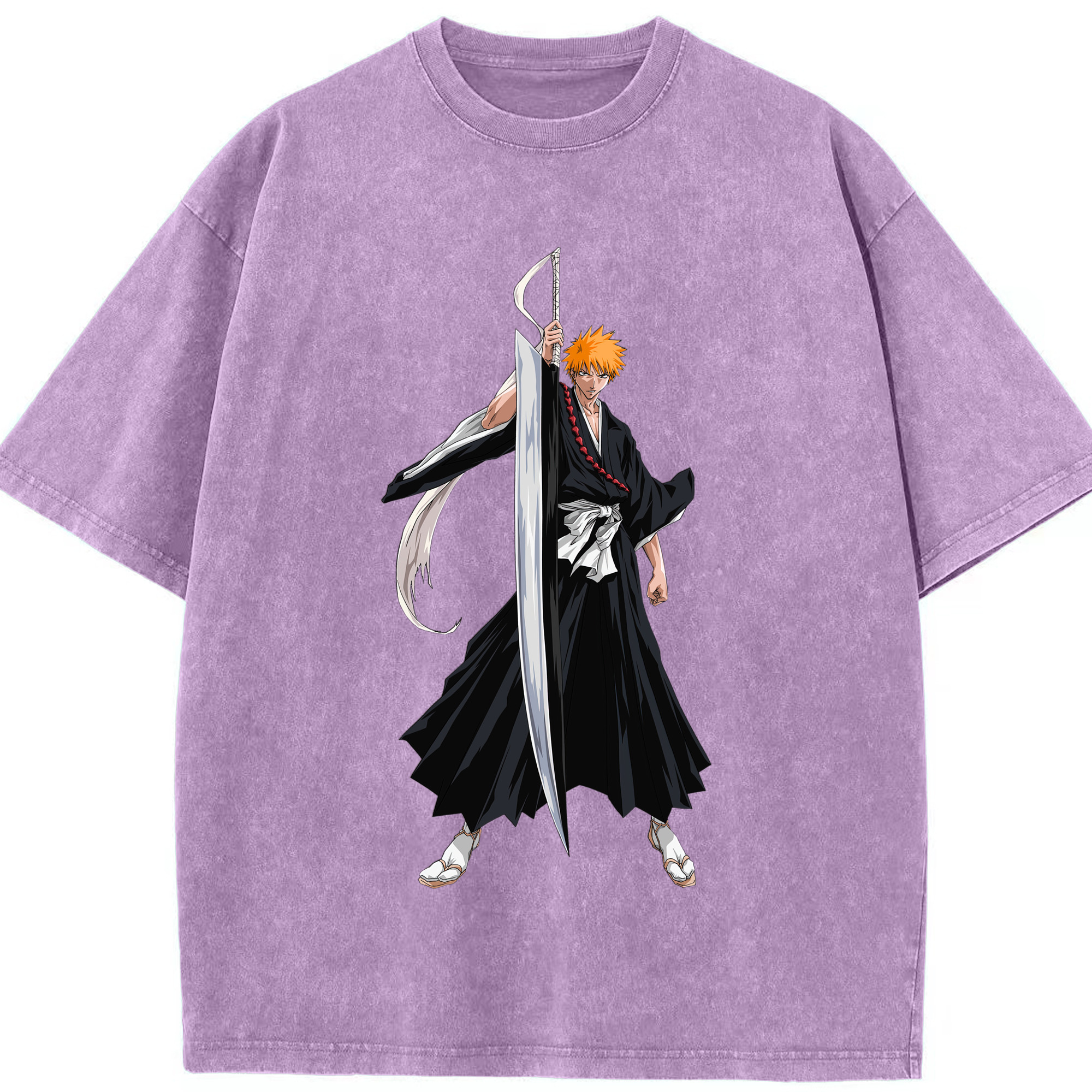 （画像用） ブリーチ 黒崎一護（くろさき いちご）BLEACH Kurosaki Ichigo 綿100% ヴィンテージ風 半袖Tシャツ（フロントプリント）