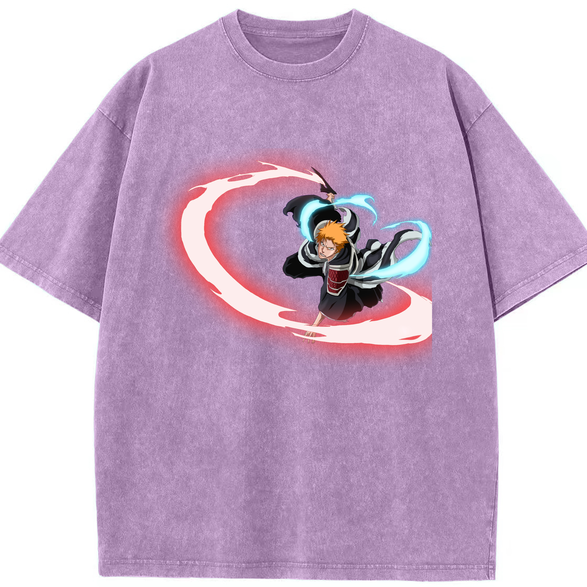 （画像用） ブリーチ 黒崎一護（くろさき いちご）BLEACH Kurosaki Ichigo 綿100% ヴィンテージ風 半袖Tシャツ（フロントプリント）