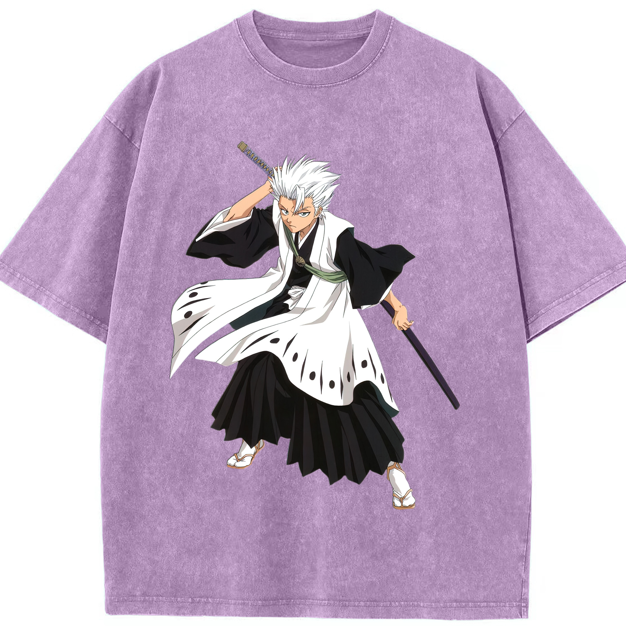 （画像用） ブリーチ 日番谷冬獅郎（ひつがや とうしろう） BLEACH Hitsugaya Toushirou 綿100% ヴィンテージ風 半袖Tシャツ（フロントプリント）