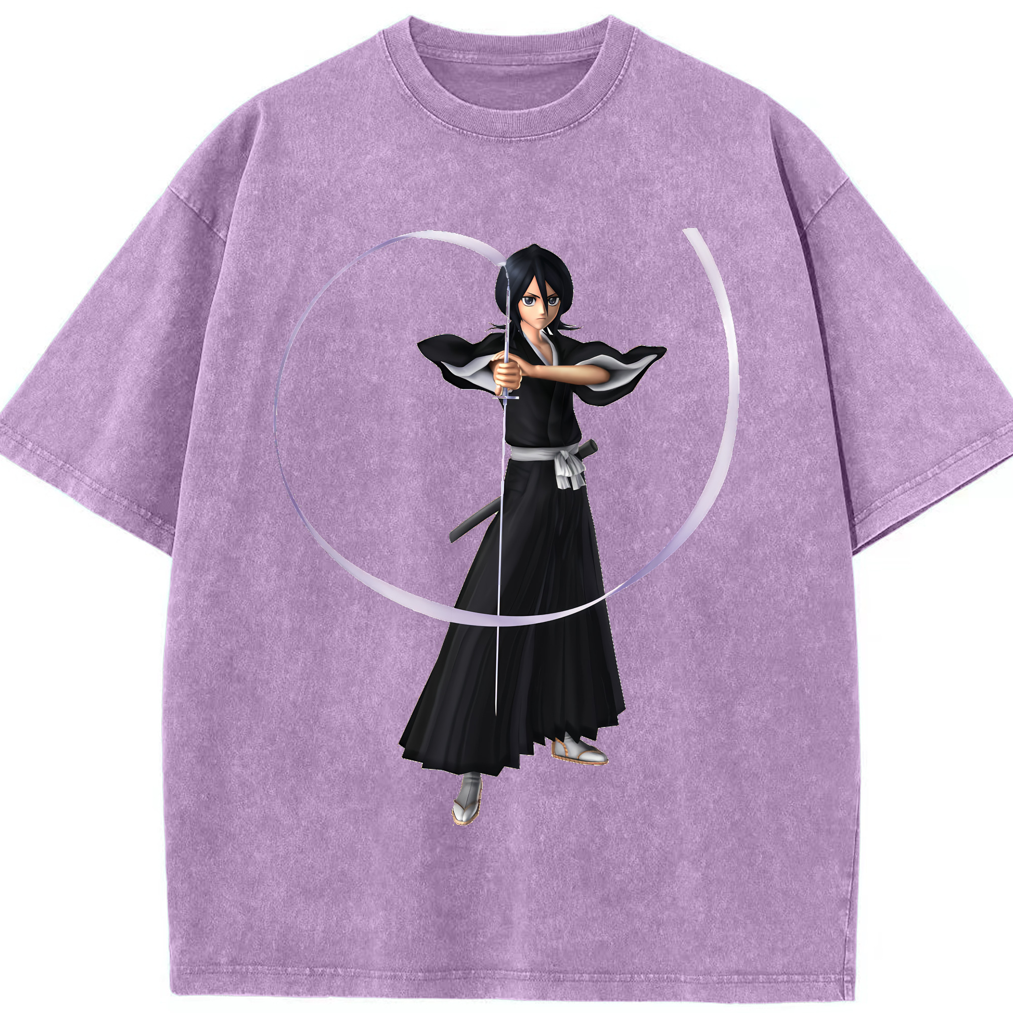 （画像用） ブリーチ 朽木ルキア BLEACH Kuchiki Rukia 綿100% ヴィンテージ風 半袖Tシャツ（フロントプリント）