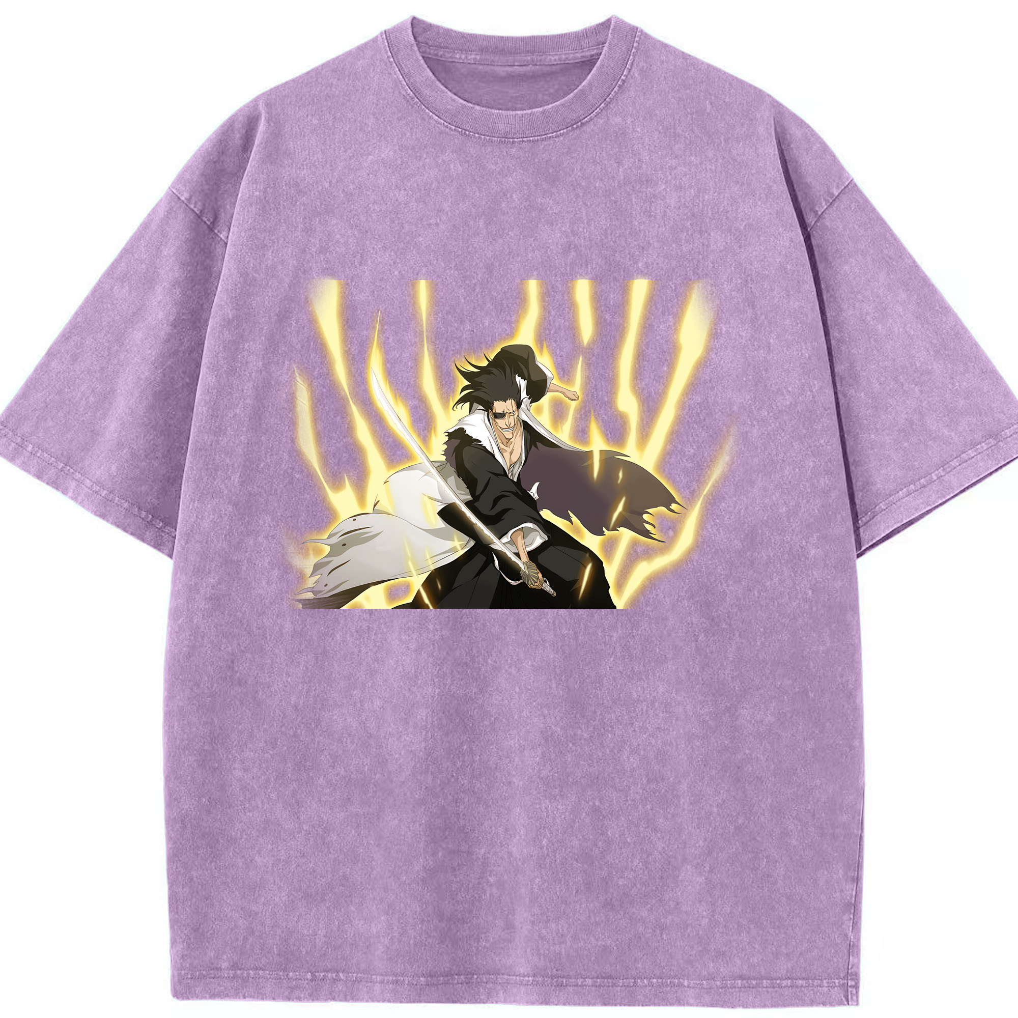 （画像用） ブリーチ ざらき けんぱち BLEACH Zaraki Kenpachi 綿100% ヴィンテージ風 半袖Tシャツ（フロントプリント）