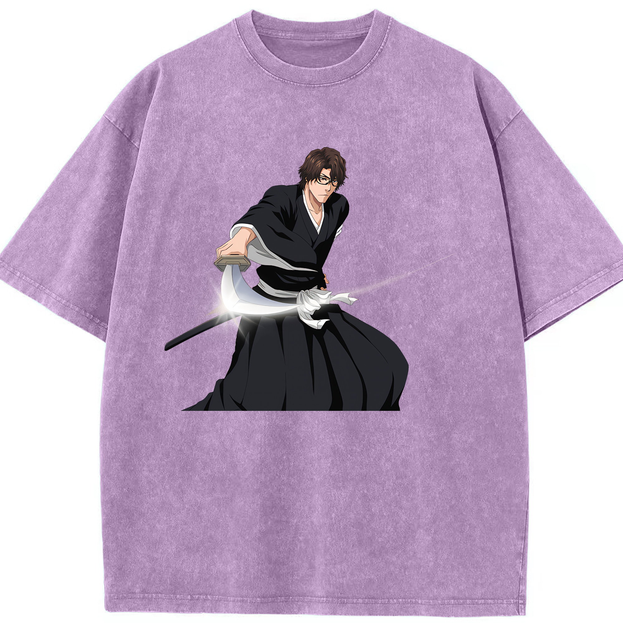 （画像用） ブリーチ 藍染 惣右介（あいぜん そうすけ） BLEACH Aizen Sousuke 綿100% ヴィンテージ風 半袖Tシャツ（フロントプリント）