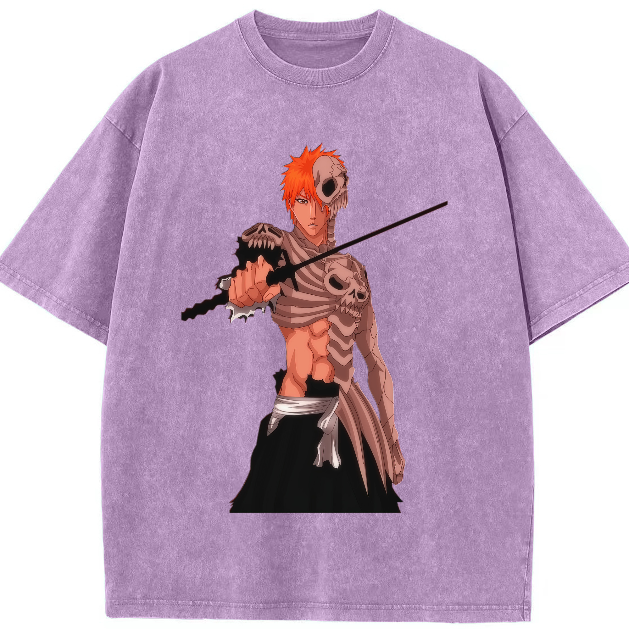 （画像用） ブリーチ 黒崎一護（くろさき いちご）BLEACH Kurosaki Ichigo 綿100% ヴィンテージ風 半袖Tシャツ（フロントプリント）