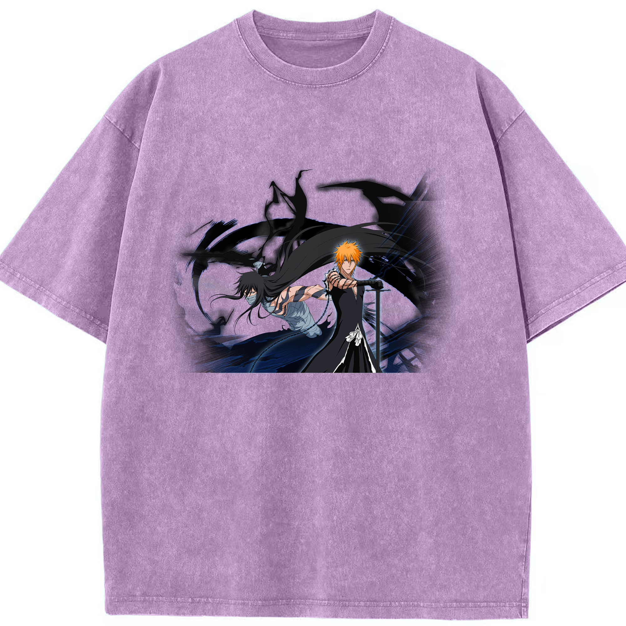 （画像用） ブリーチ 黒崎一護（くろさき いちご）BLEACH Kurosaki Ichigo 綿100% ヴィンテージ風 半袖Tシャツ（フロントプリント）