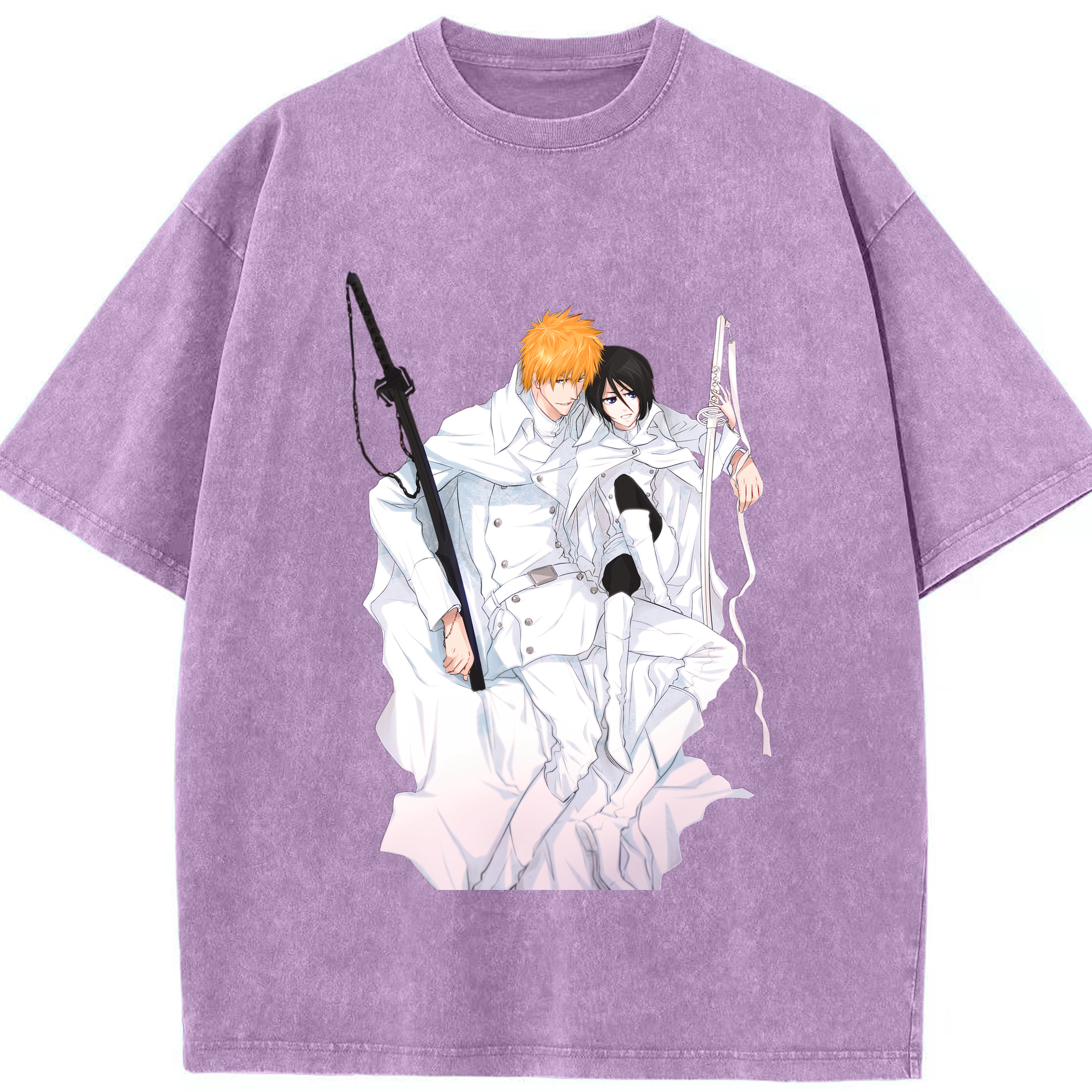 （画像用） ブリーチ 黒崎一護（くろさき いちご）BLEACH Kurosaki Ichigo 綿100% ヴィンテージ風 半袖Tシャツ（フロントプリント）