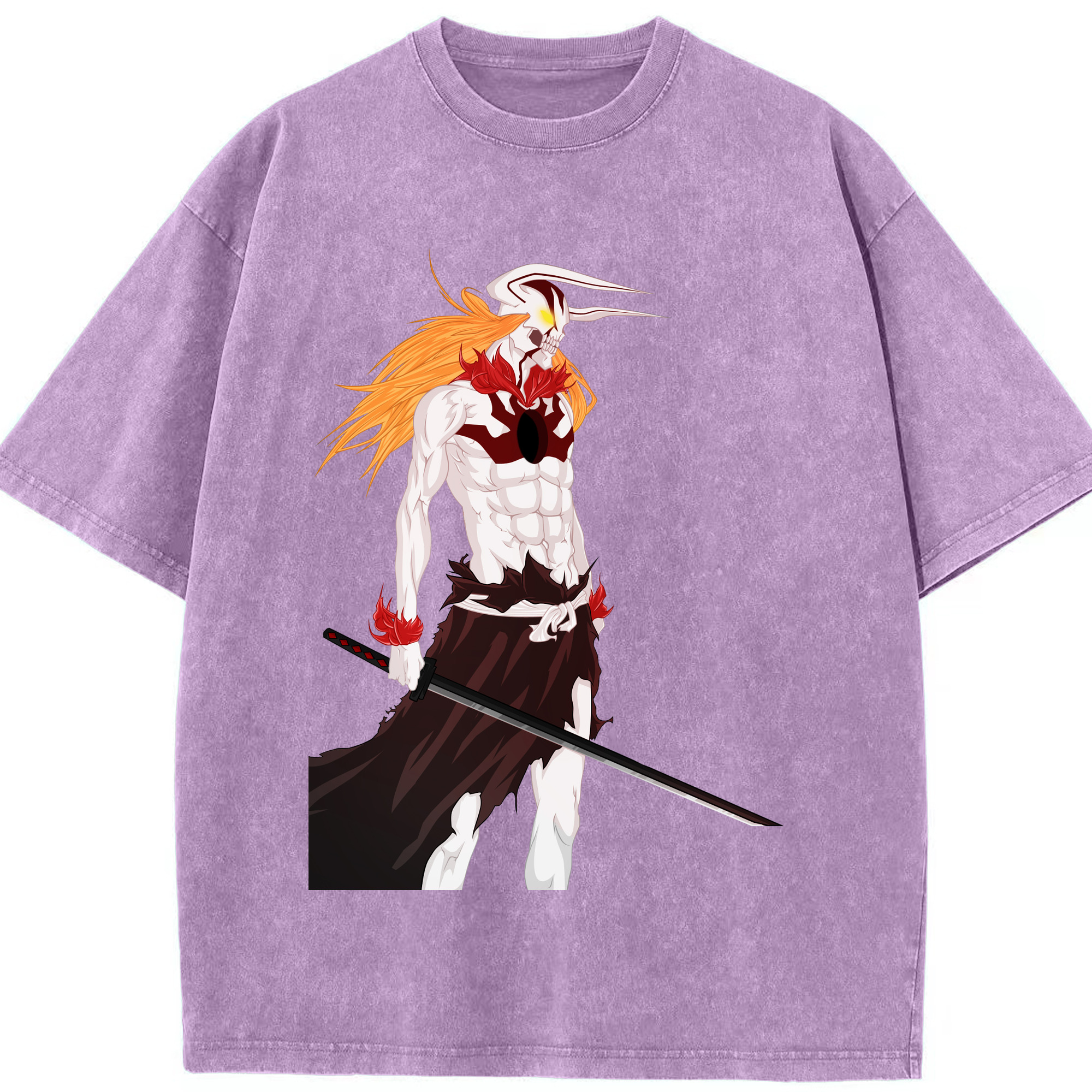 （画像用） ブリーチ 黒崎一護（くろさき いちご）BLEACH Kurosaki Ichigo 綿100% ヴィンテージ風 半袖Tシャツ（フロントプリント）