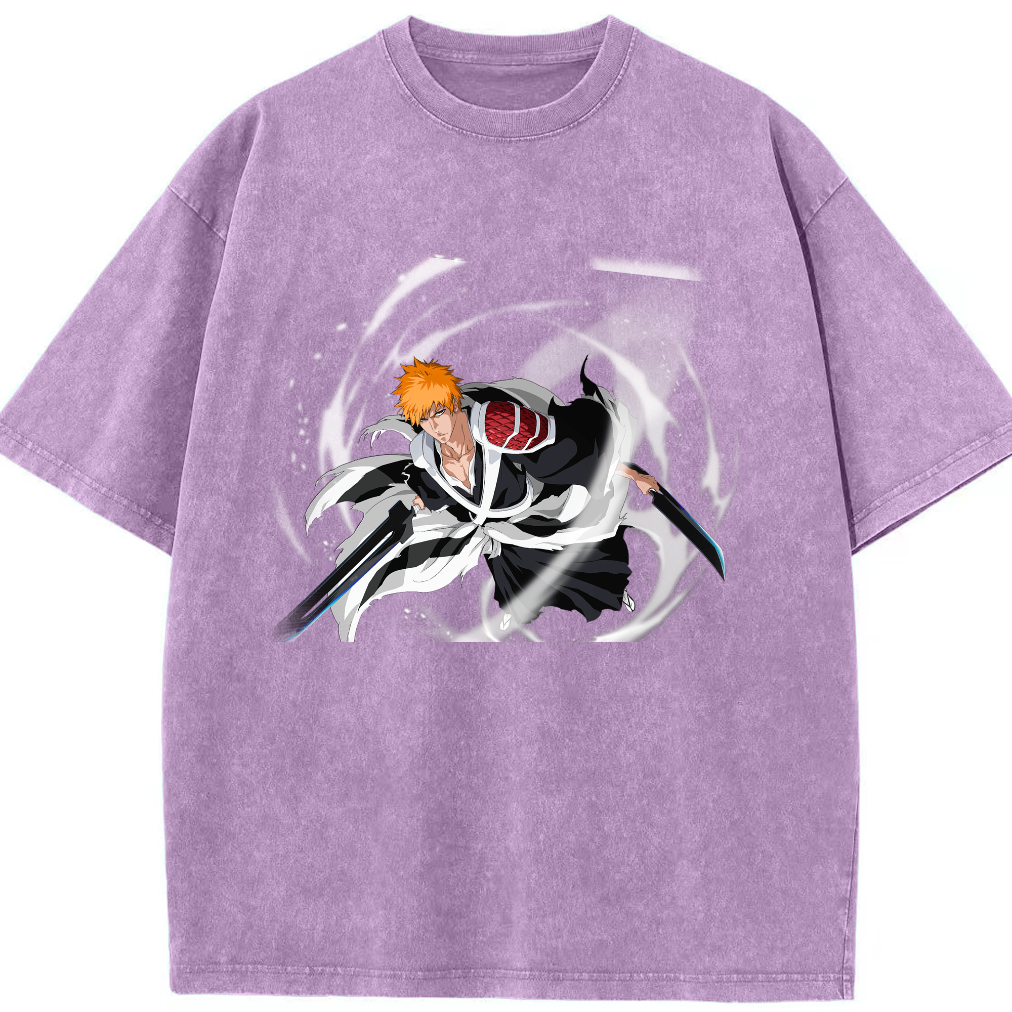 （画像用） ブリーチ 黒崎一護（くろさき いちご）BLEACH Kurosaki Ichigo 綿100% ヴィンテージ風 半袖Tシャツ（フロントプリント）