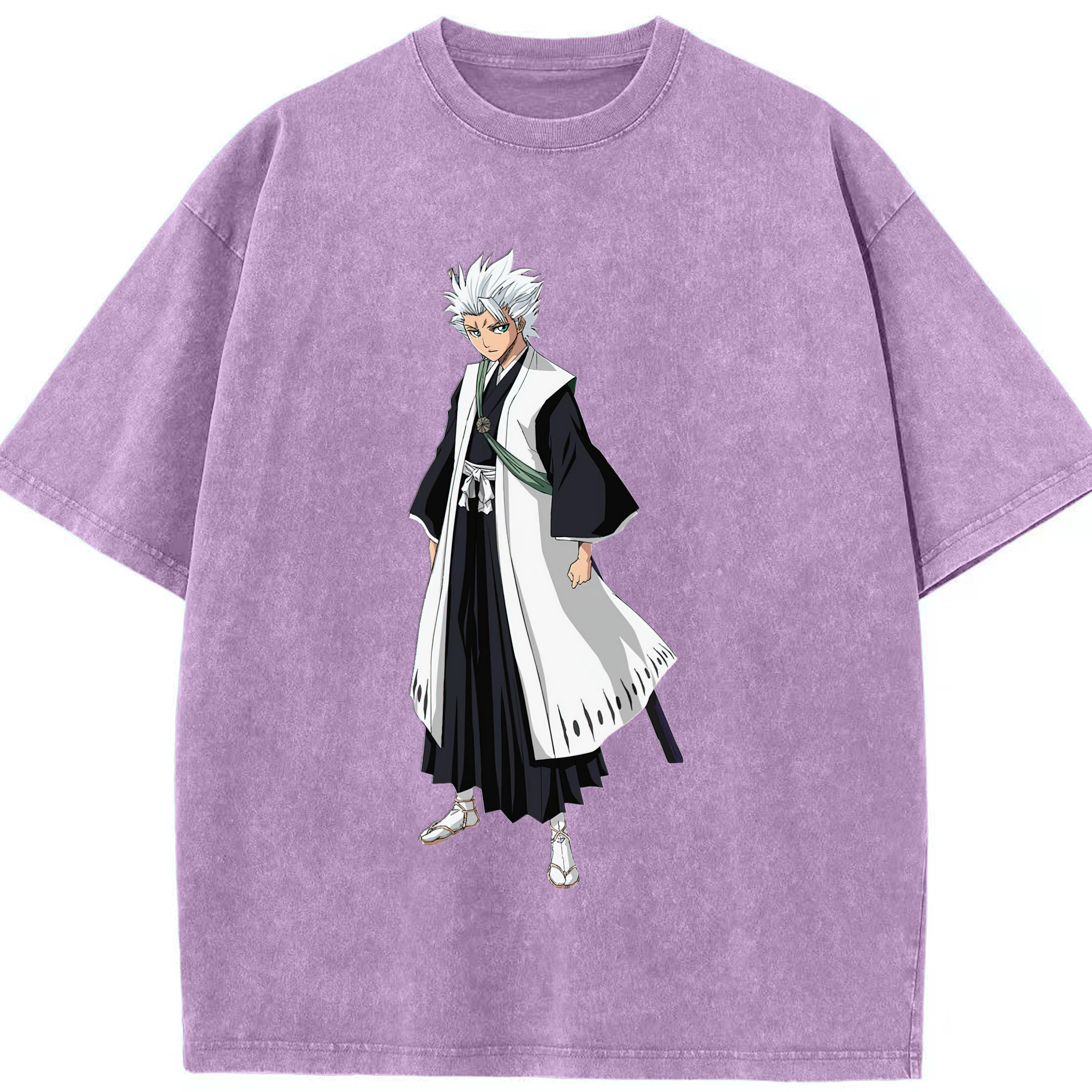 （画像用） ブリーチ 日番谷冬獅郎（ひつがや とうしろう） BLEACH Hitsugaya Toushirou 綿100% ヴィンテージ風 半袖Tシャツ（フロントプリント）