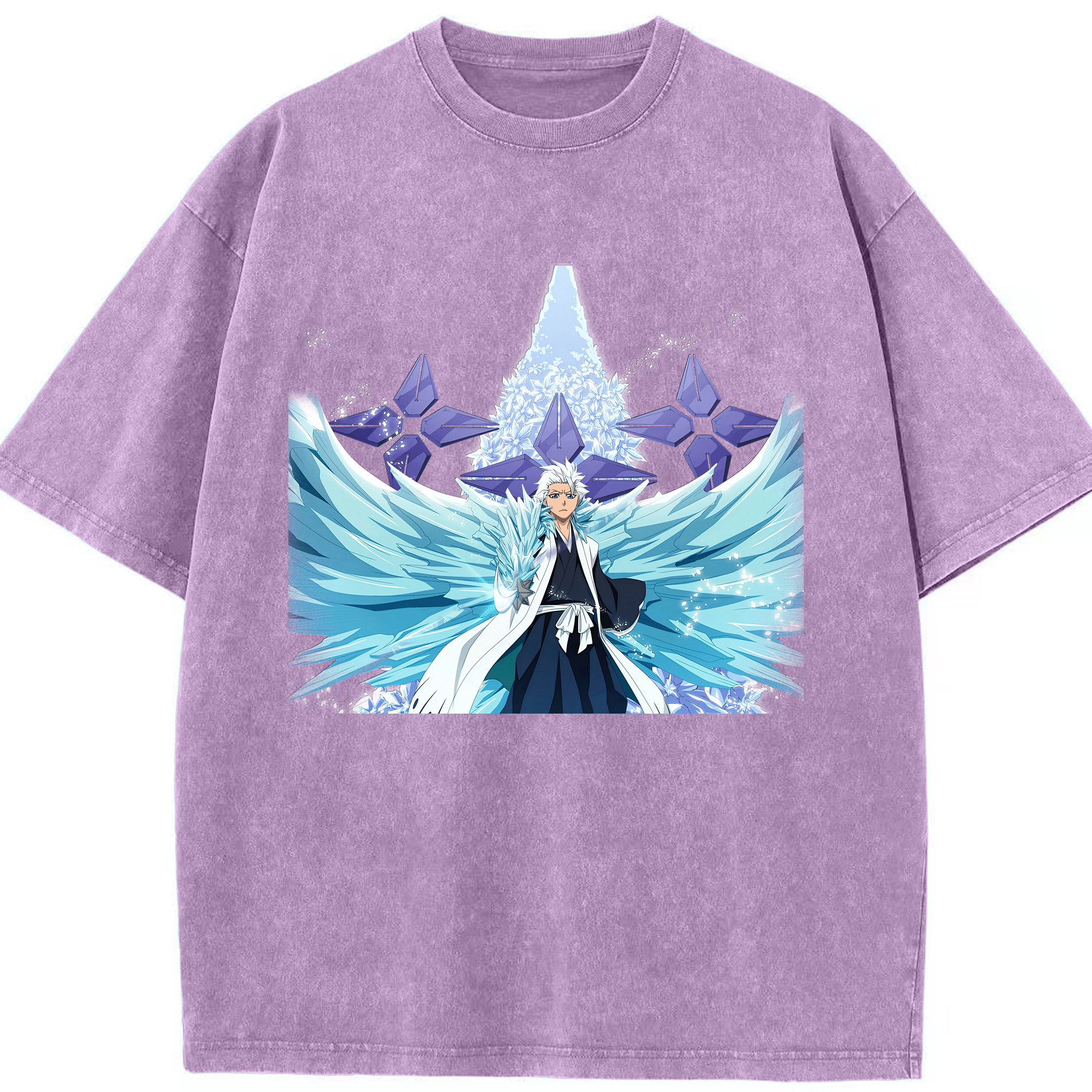 （画像用） ブリーチ 日番谷冬獅郎（ひつがや とうしろう） BLEACH Hitsugaya Toushirou 綿100% ヴィンテージ風 半袖Tシャツ（フロントプリント）