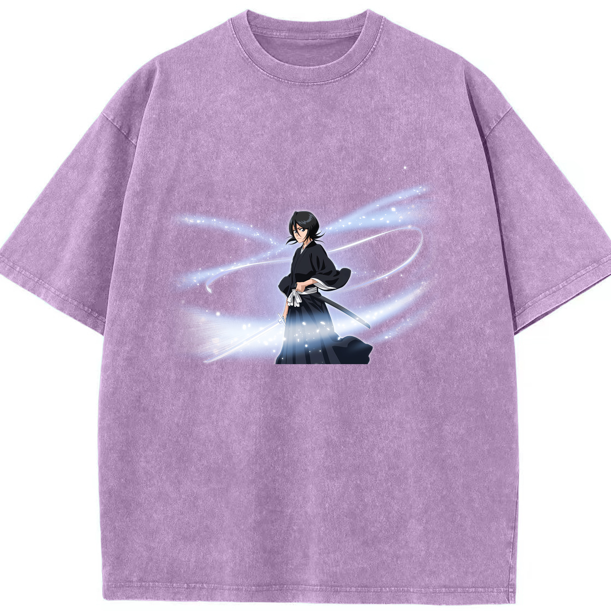 （画像用） ブリーチ 朽木ルキア BLEACH Kuchiki Rukia 綿100% ヴィンテージ風 半袖Tシャツ（フロントプリント）