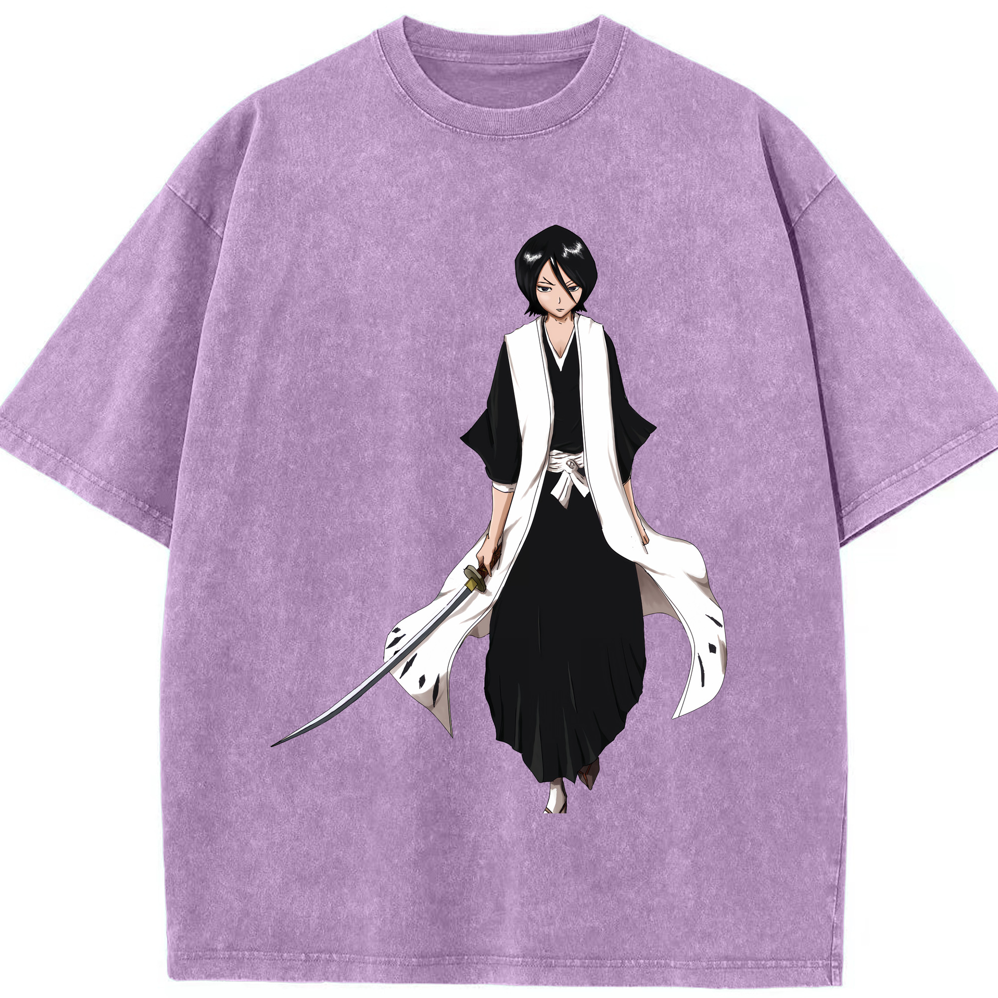 （画像用） ブリーチ 朽木ルキア BLEACH Kuchiki Rukia 綿100% ヴィンテージ風 半袖Tシャツ（フロントプリント）