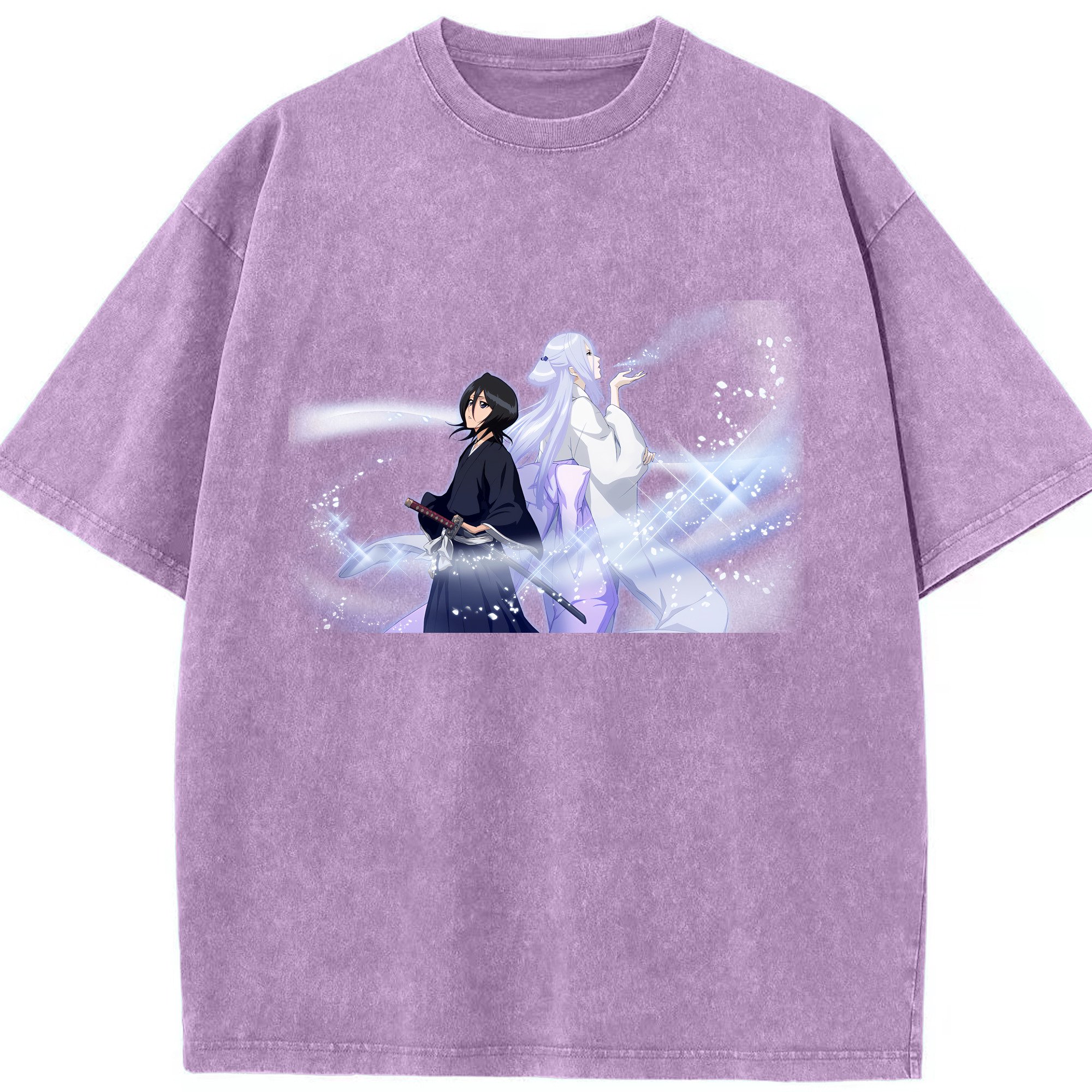 （画像用） ブリーチ 朽木ルキア BLEACH Kuchiki Rukia 綿100% ヴィンテージ風 半袖Tシャツ（フロントプリント）