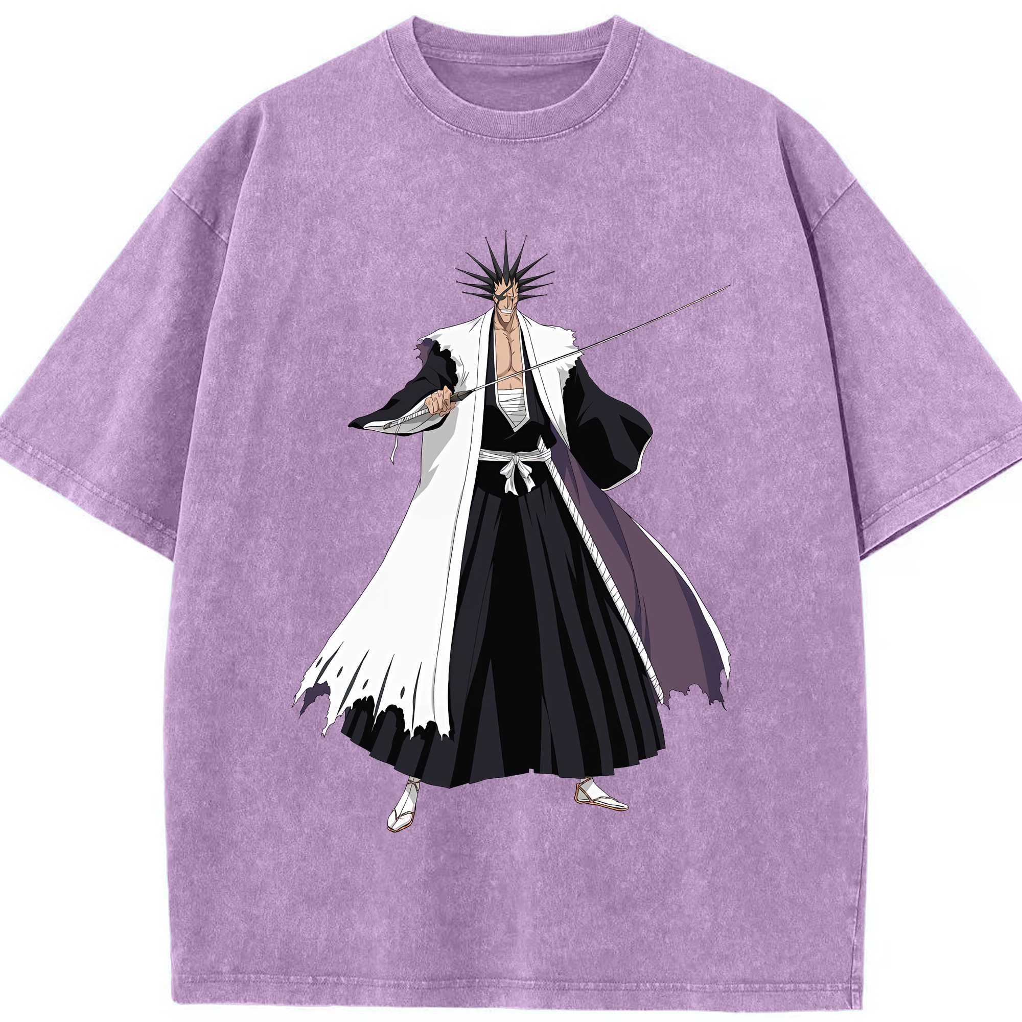 （画像用） ブリーチ ざらき けんぱち BLEACH Zaraki Kenpachi 綿100% ヴィンテージ風 半袖Tシャツ（フロントプリント）
