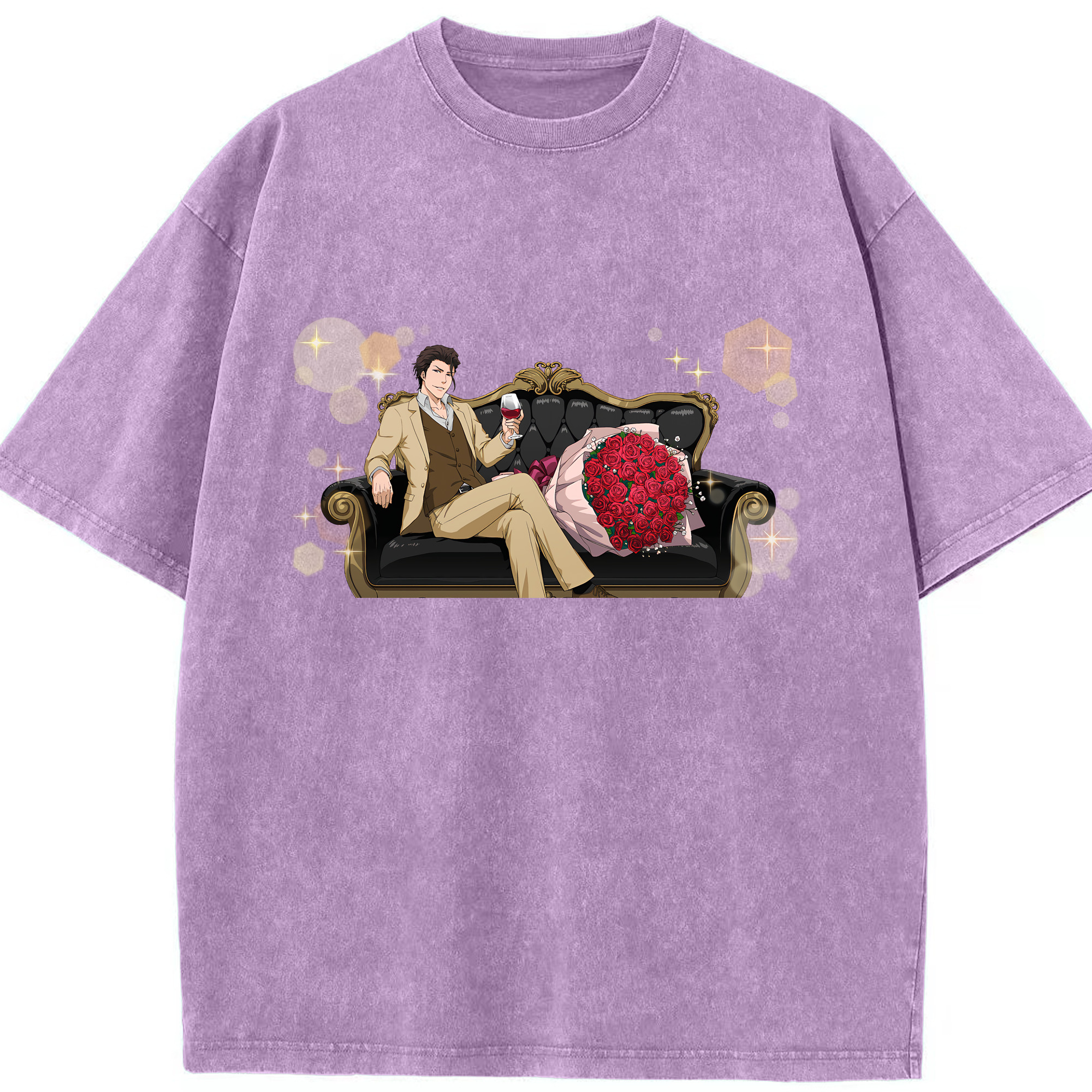 （画像用） ブリーチ 藍染 惣右介（あいぜん そうすけ） BLEACH Aizen Sousuke 綿100% ヴィンテージ風 半袖Tシャツ（フロントプリント）