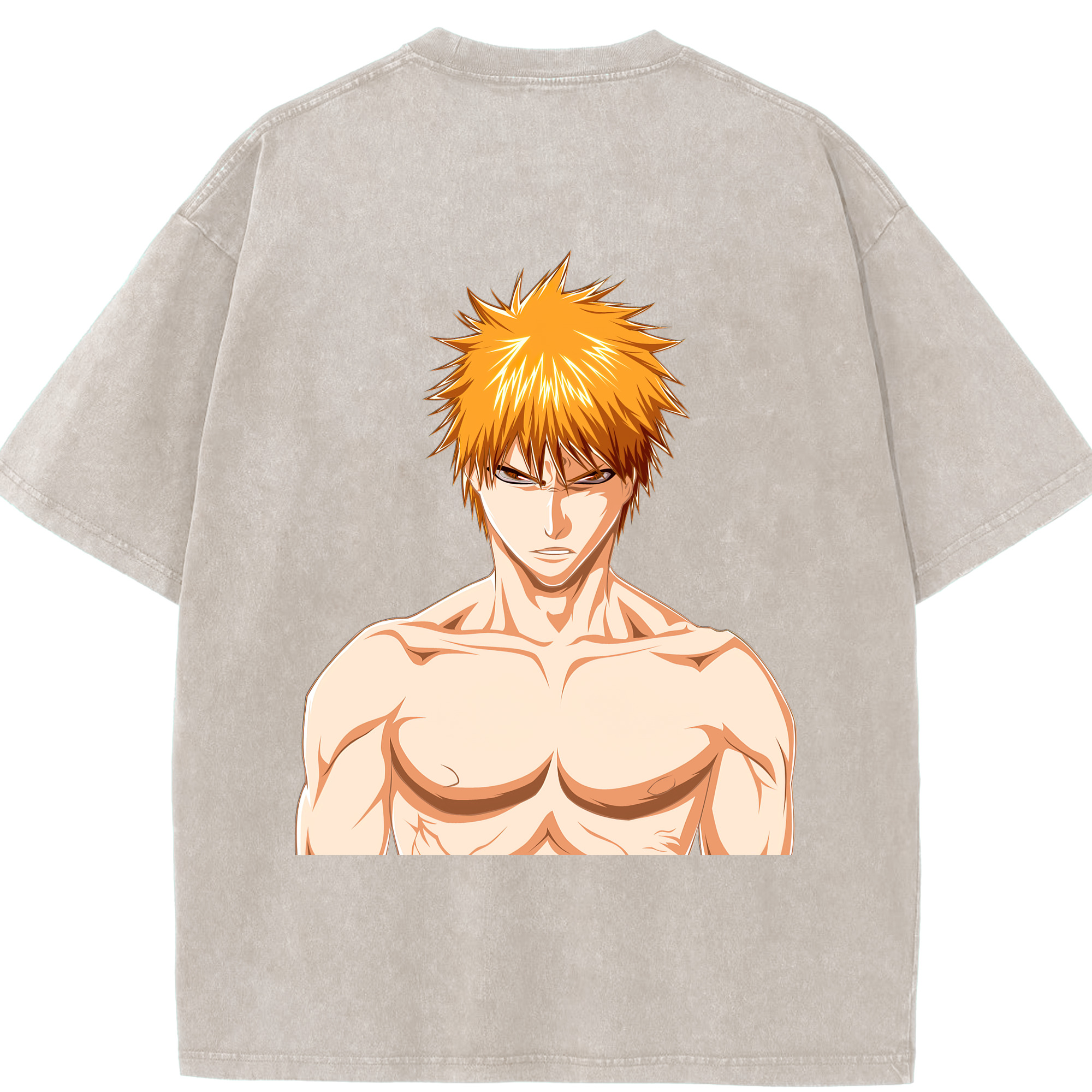 （画像用） ブリーチ 黒崎一護（くろさき いちご）BLEACH Kurosaki Ichigo 綿100% ヴィンテージ風 半袖Tシャツ（背面プリント）