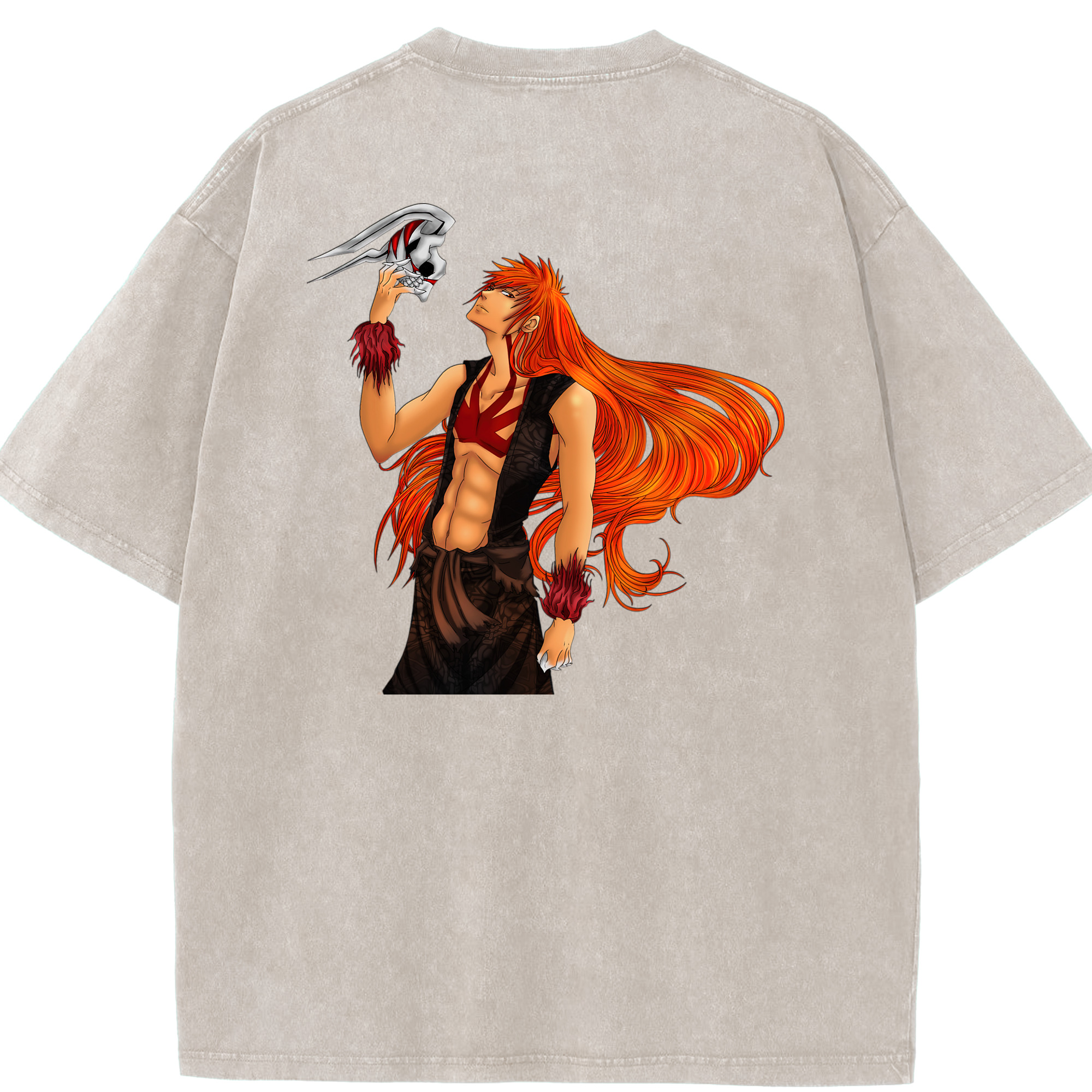 （画像用） ブリーチ 黒崎一護（くろさき いちご）BLEACH Kurosaki Ichigo 綿100% ヴィンテージ風 半袖Tシャツ（背面プリント）