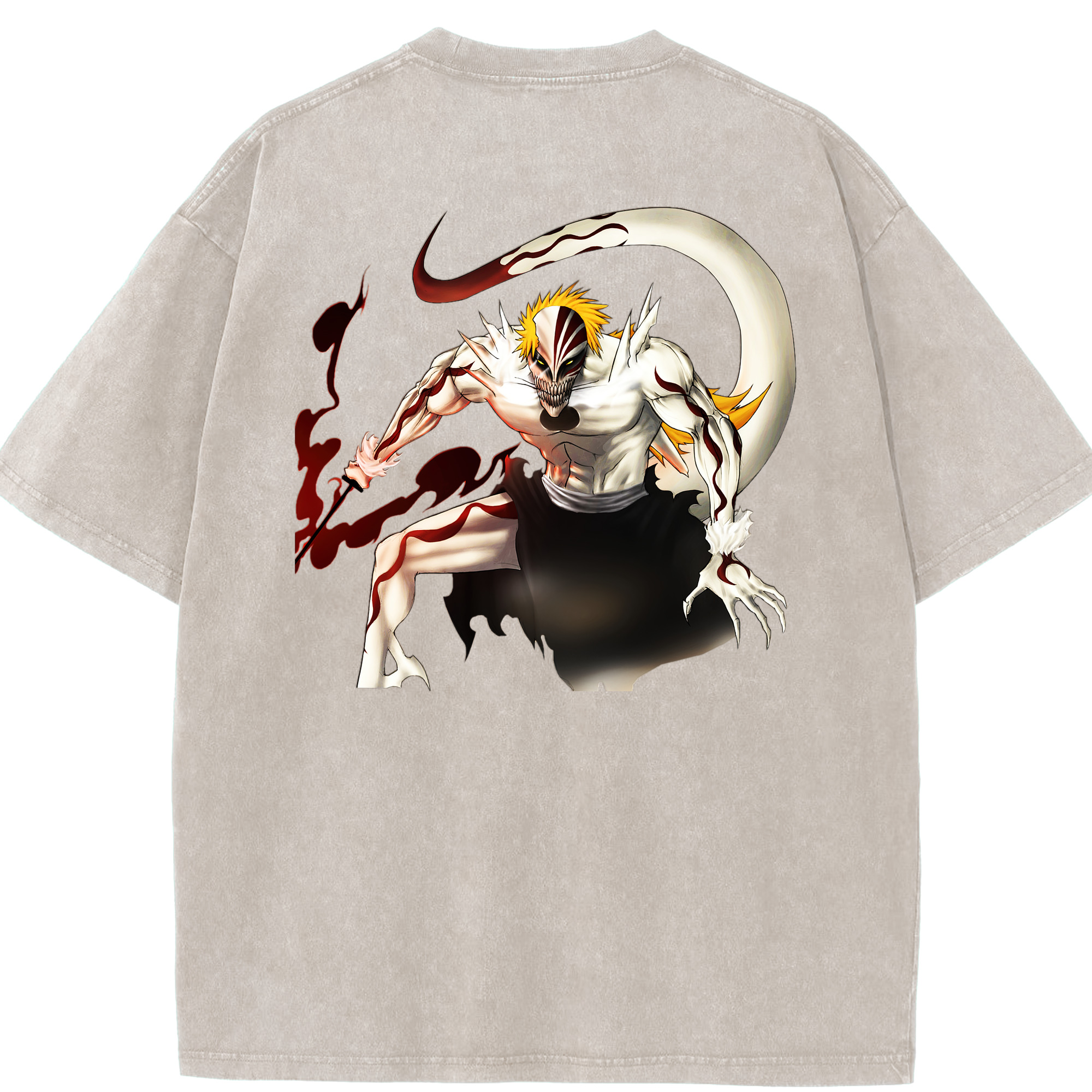 （画像用） ブリーチ 黒崎一護（くろさき いちご）BLEACH Kurosaki Ichigo 綿100% ヴィンテージ風 半袖Tシャツ（背面プリント）