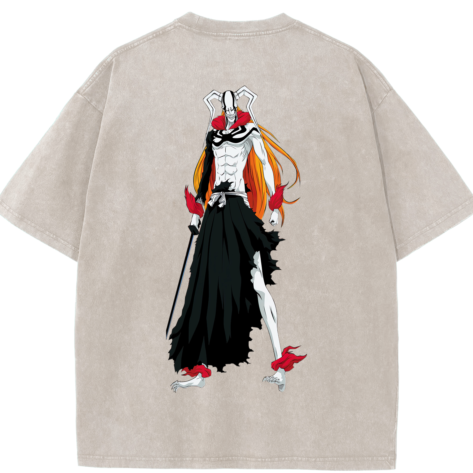 （画像用） ブリーチ 黒崎一護（くろさき いちご）BLEACH Kurosaki Ichigo 綿100% ヴィンテージ風 半袖Tシャツ（背面プリント）