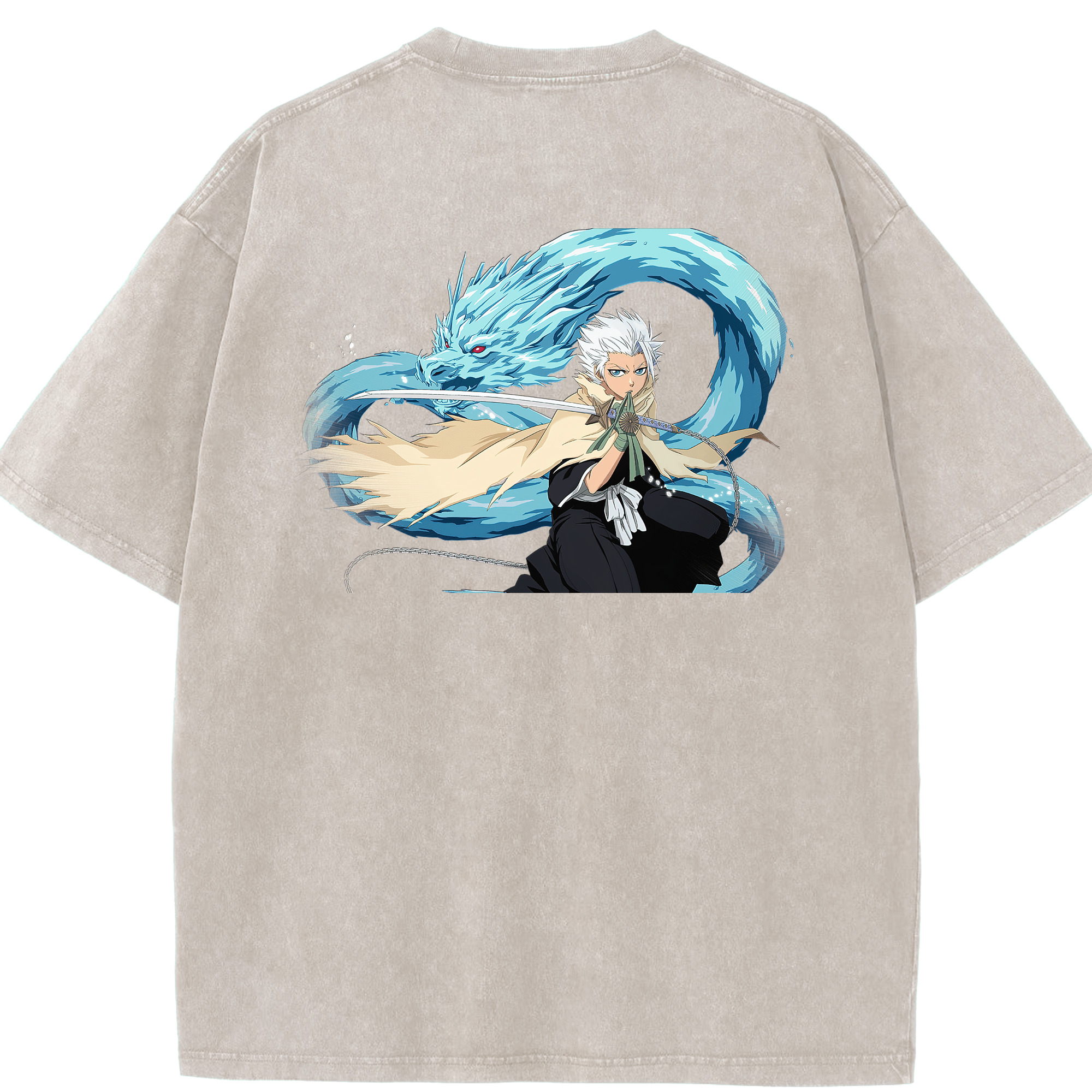 （画像用） ブリーチ 日番谷冬獅郎（ひつがや とうしろう） BLEACH Hitsugaya Toushirou 綿100% ヴィンテージ風 半袖Tシャツ（背面プリント）