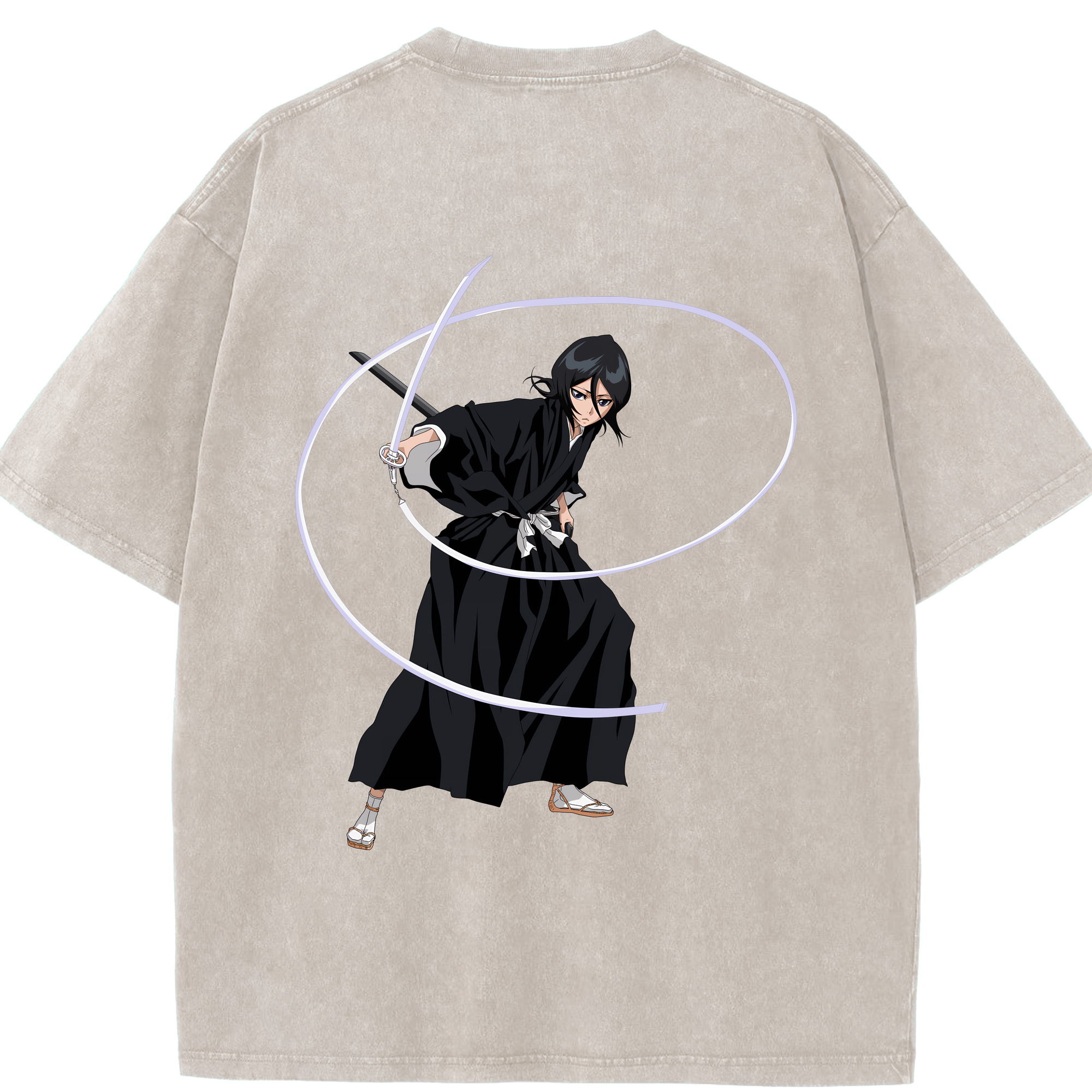 （画像用） ブリーチ 朽木ルキア BLEACH Kuchiki Rukia 綿100% ヴィンテージ風 半袖Tシャツ（背面プリント）