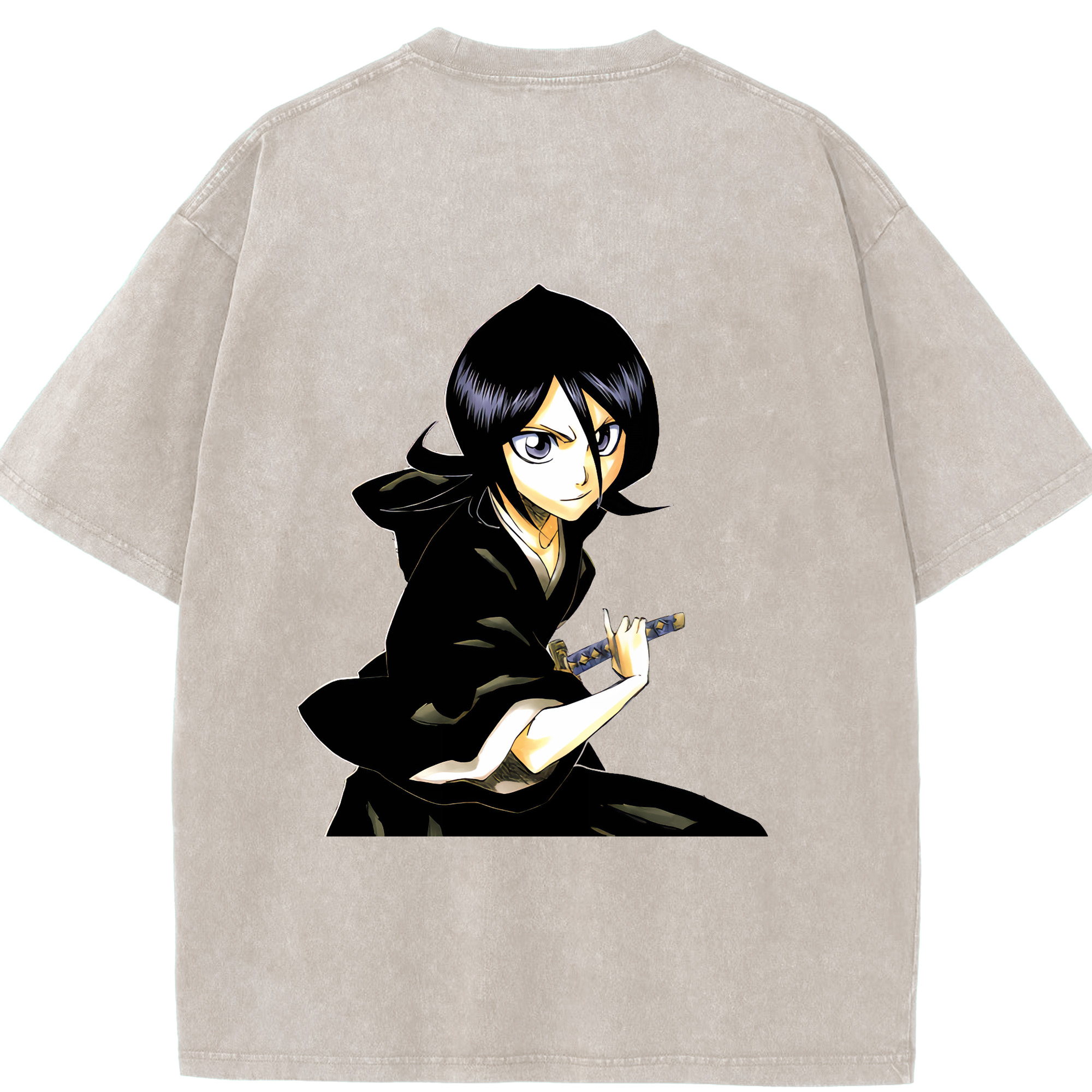 （画像用） ブリーチ 朽木ルキア BLEACH Kuchiki Rukia 綿100% ヴィンテージ風 半袖Tシャツ（背面プリント）