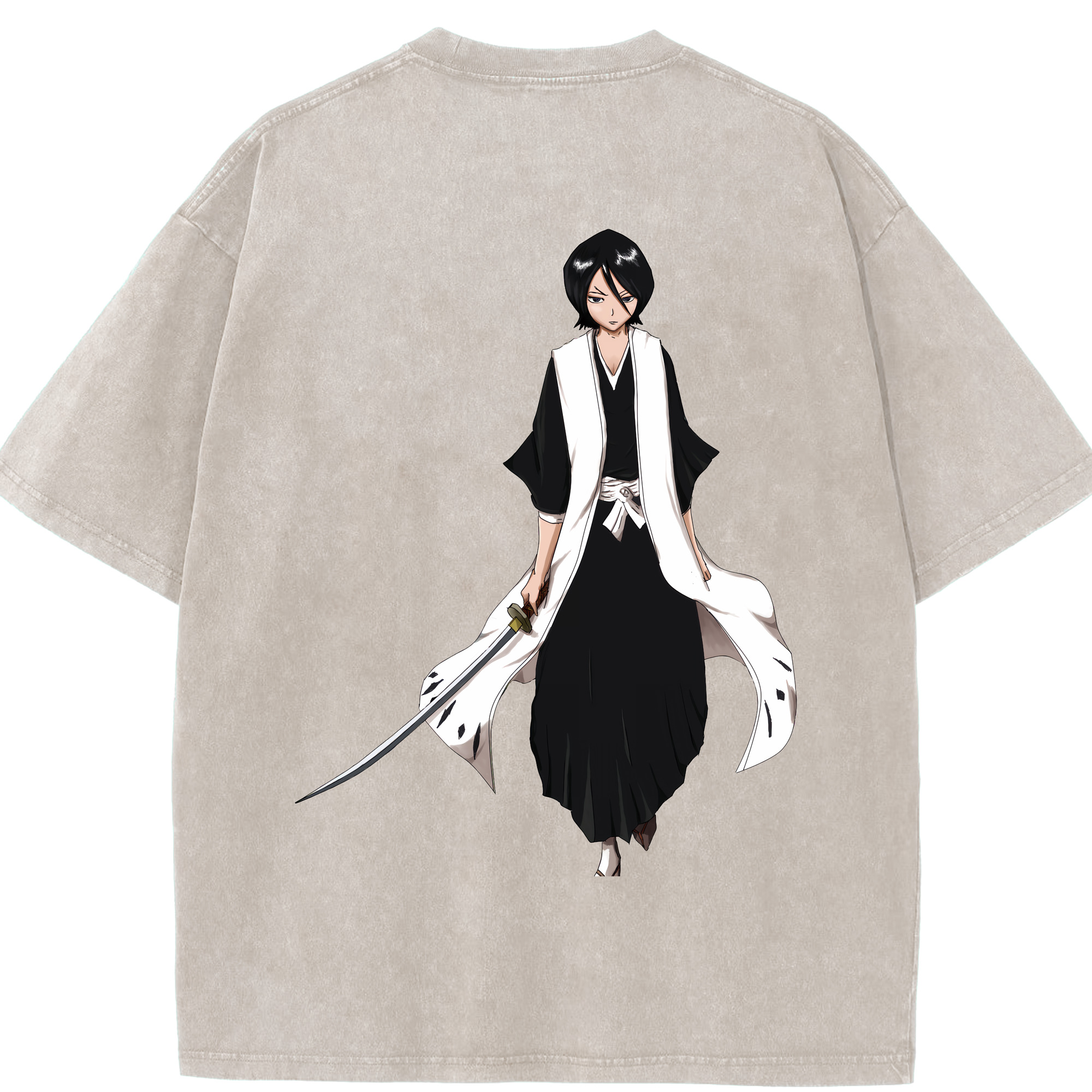 （画像用） ブリーチ 朽木ルキア BLEACH Kuchiki Rukia 綿100% ヴィンテージ風 半袖Tシャツ（背面プリント）