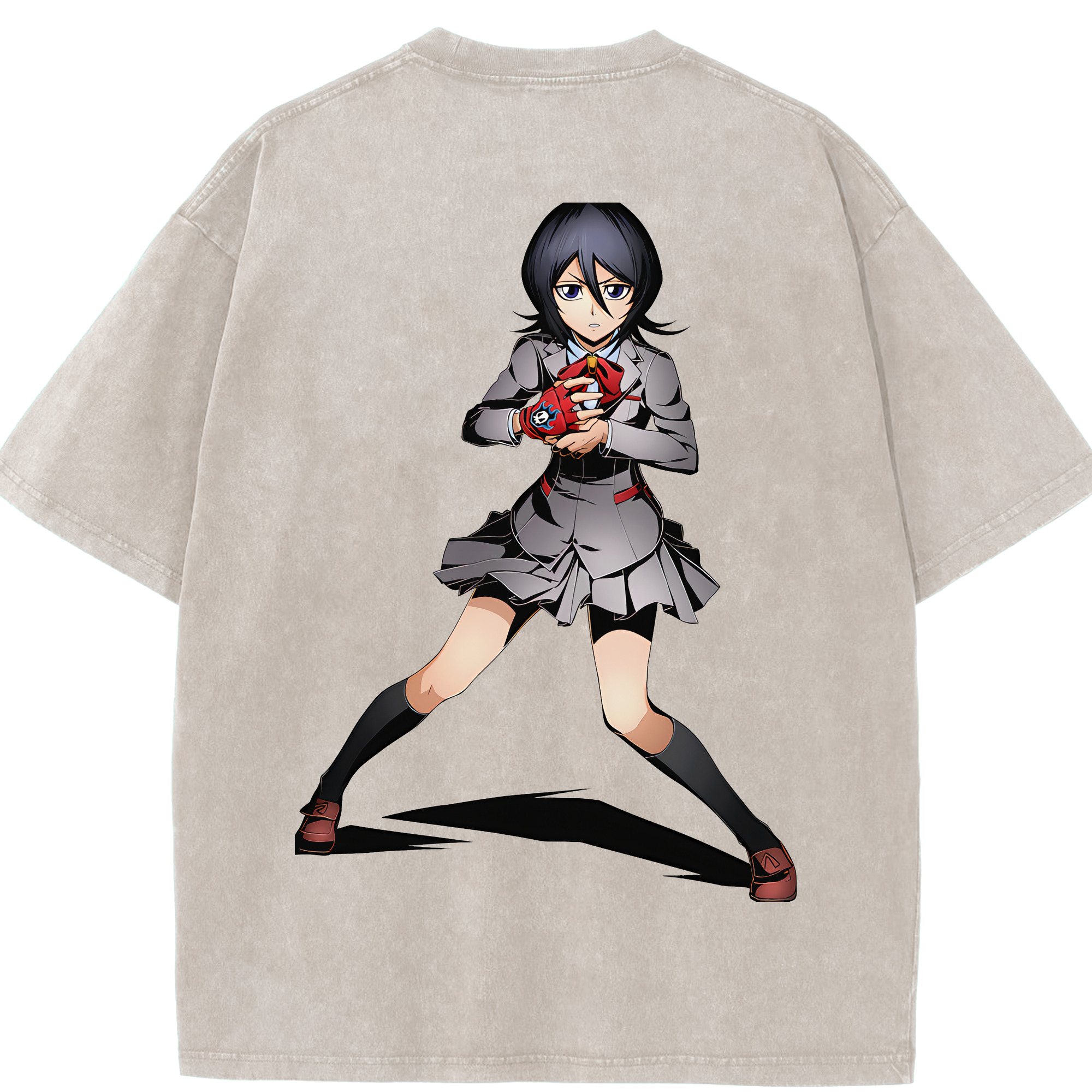 （画像用） ブリーチ 朽木ルキア BLEACH Kuchiki Rukia 綿100% ヴィンテージ風 半袖Tシャツ（背面プリント）