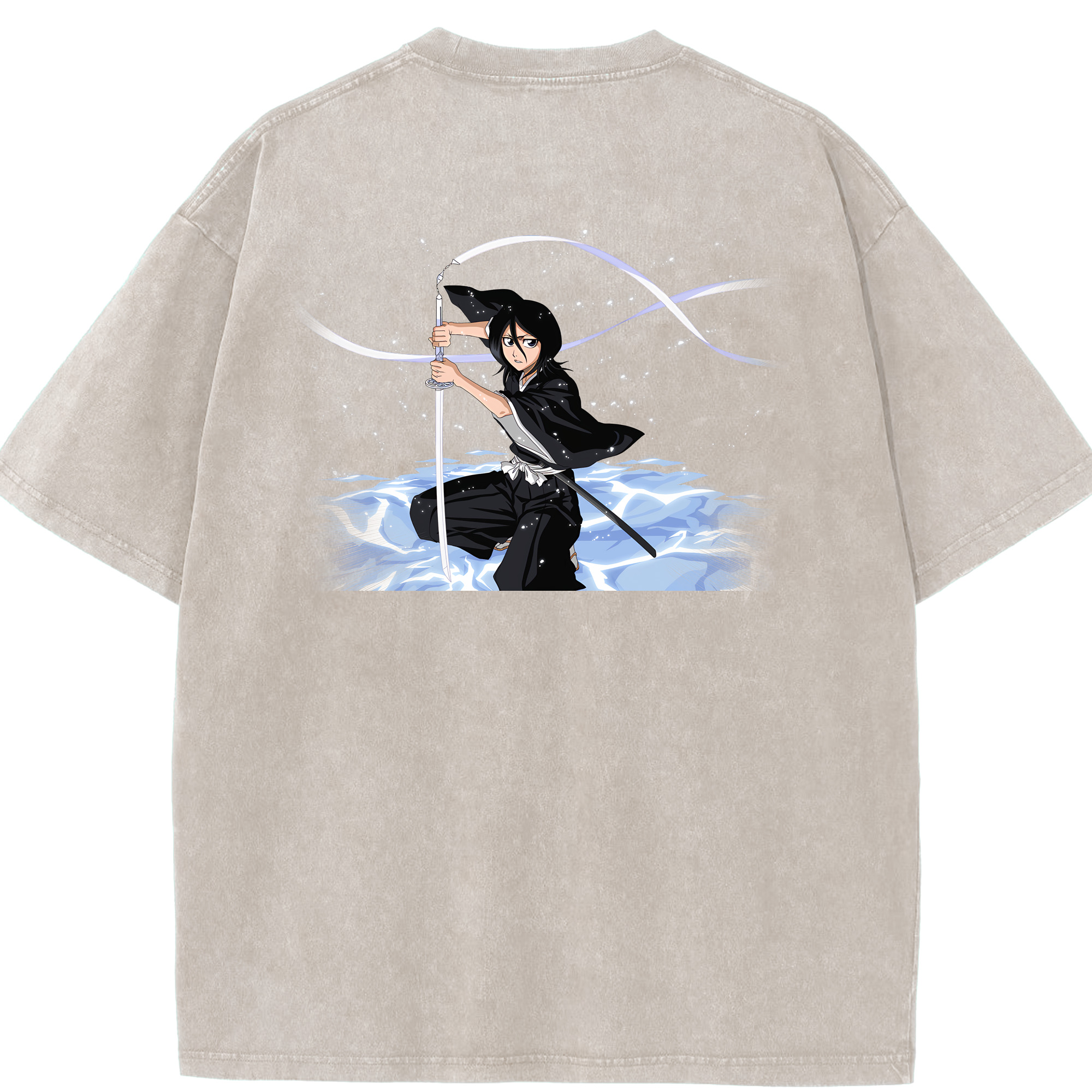 （画像用） ブリーチ 朽木ルキア BLEACH Kuchiki Rukia 綿100% ヴィンテージ風 半袖Tシャツ（背面プリント）