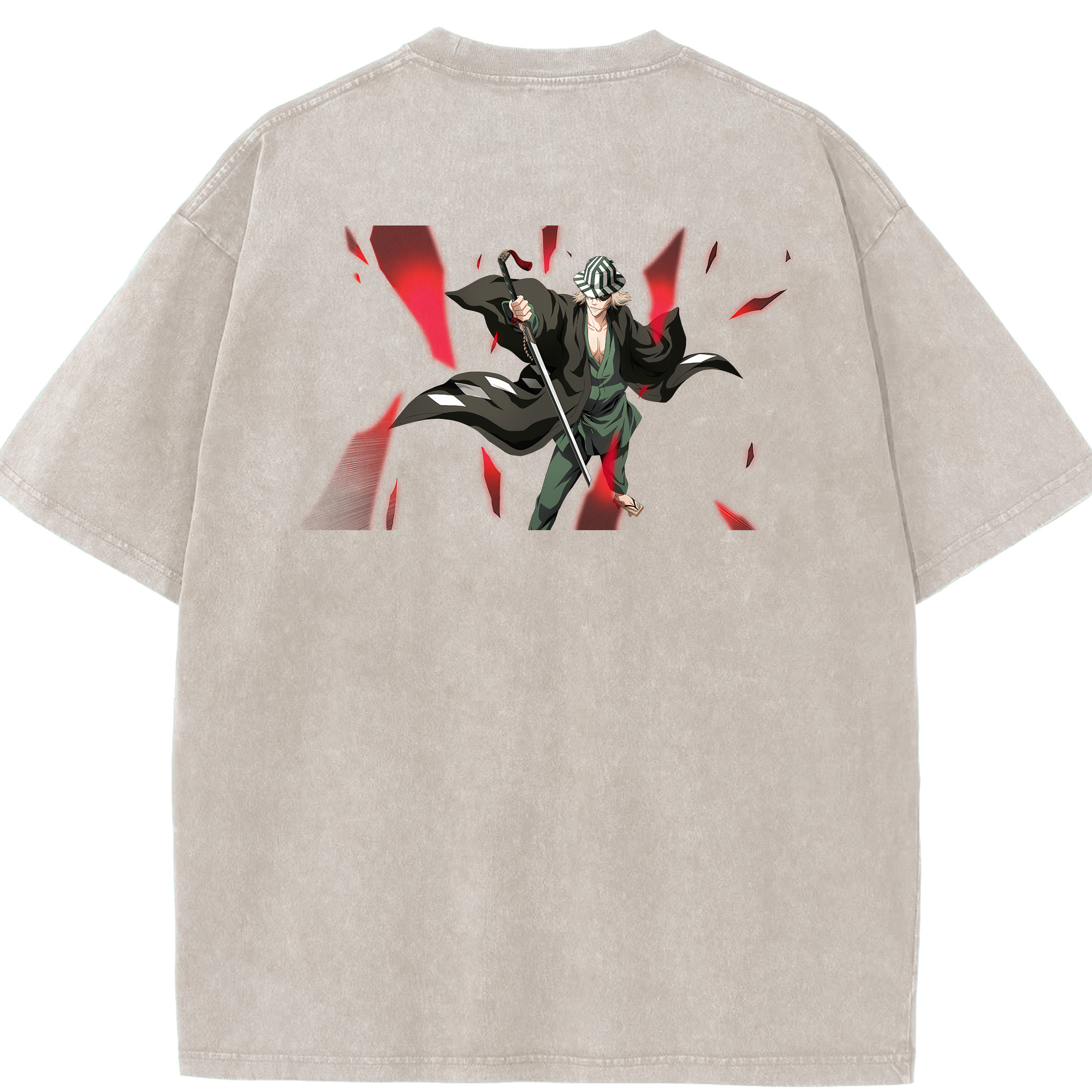 （画像用） "ブリーチ 浦原 喜助（うらはら きすけ） BLEACH Urahara Kisuke " 綿100% ヴィンテージ風 半袖Tシャツ（背面プリント）