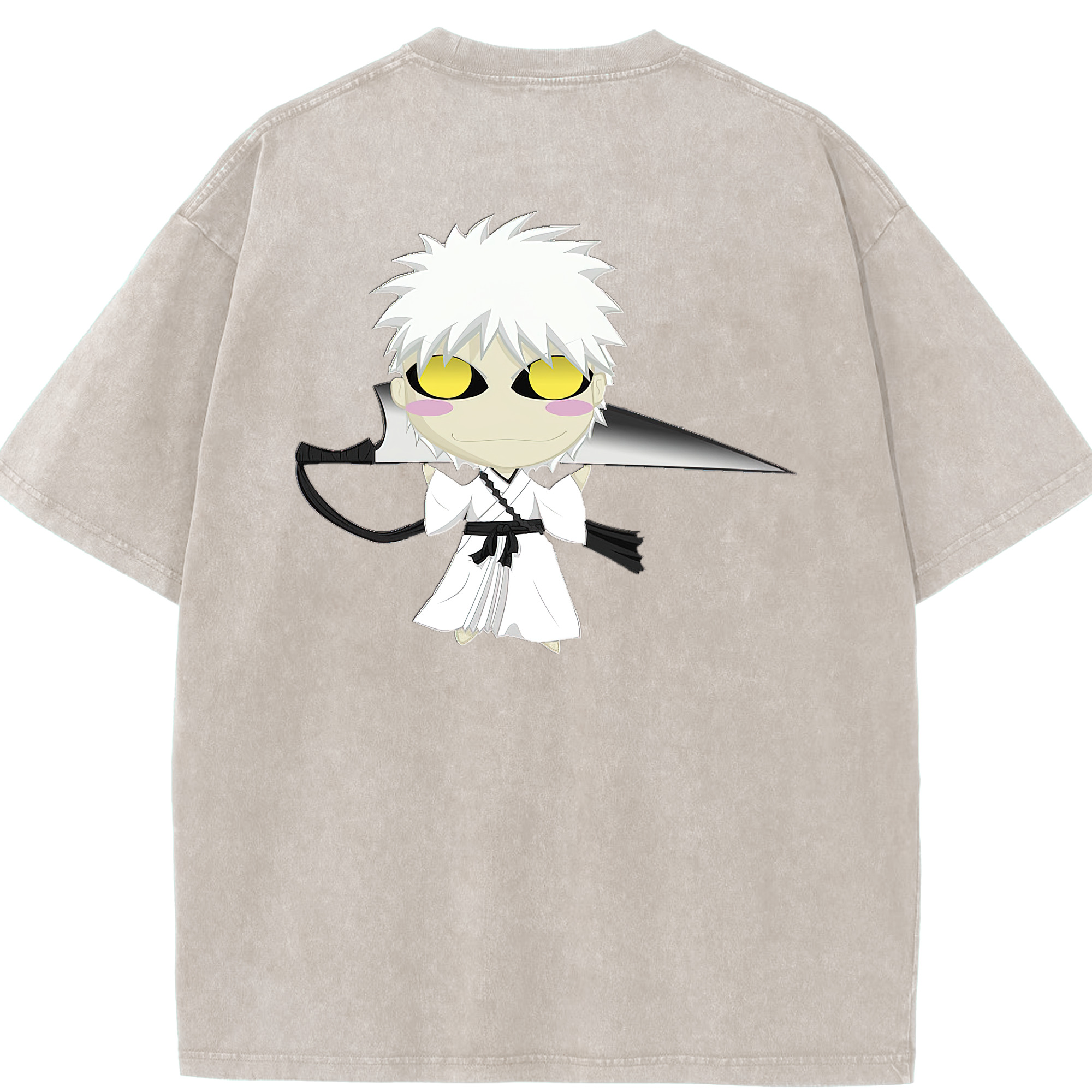 （画像用） ブリーチ 黒崎一護（くろさき いちご）BLEACH Kurosaki Ichigo 綿100% ヴィンテージ風 半袖Tシャツ（背面プリント）